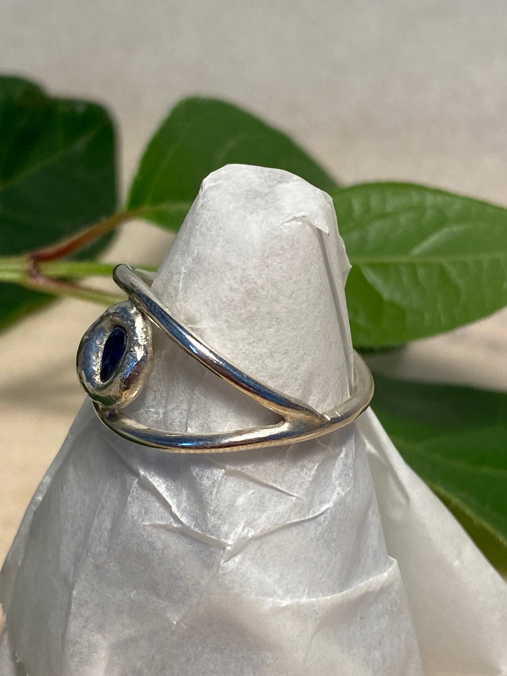 Blue Spinel and Sterling Silver ring