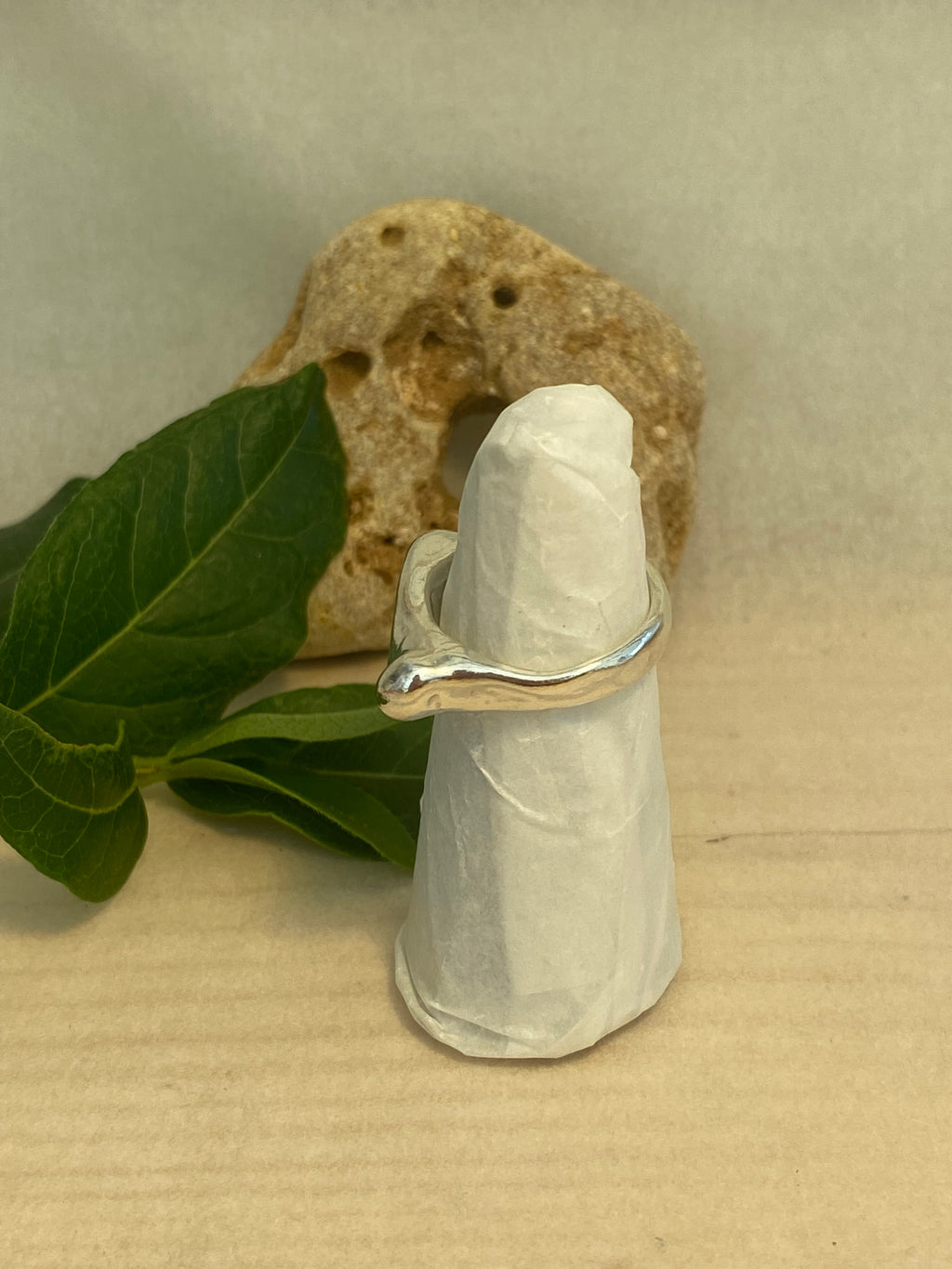 Flow Wax Carved Sterling Silver Statement Ring