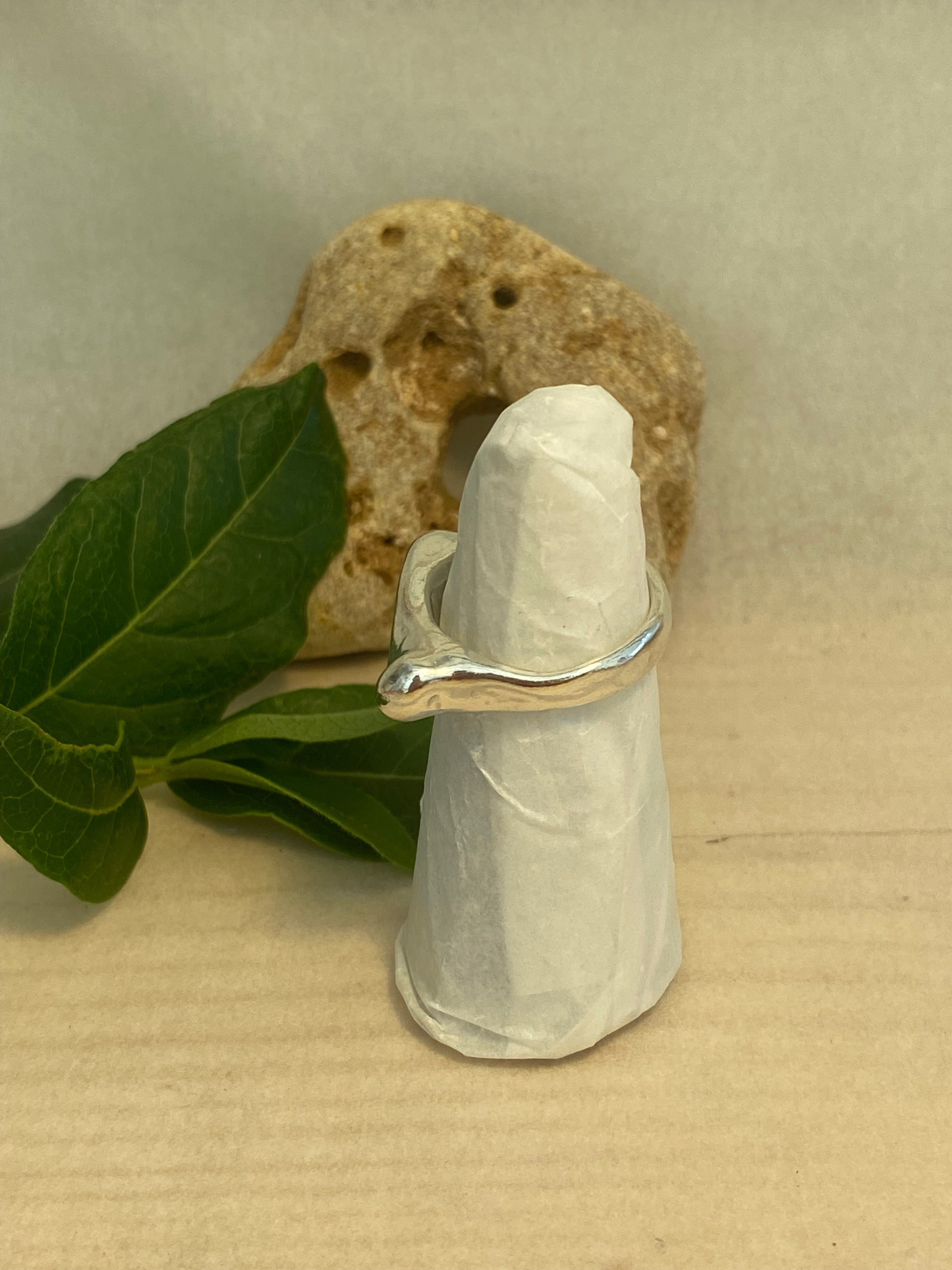 Flow Wax Carved Sterling Silver Statement Ring