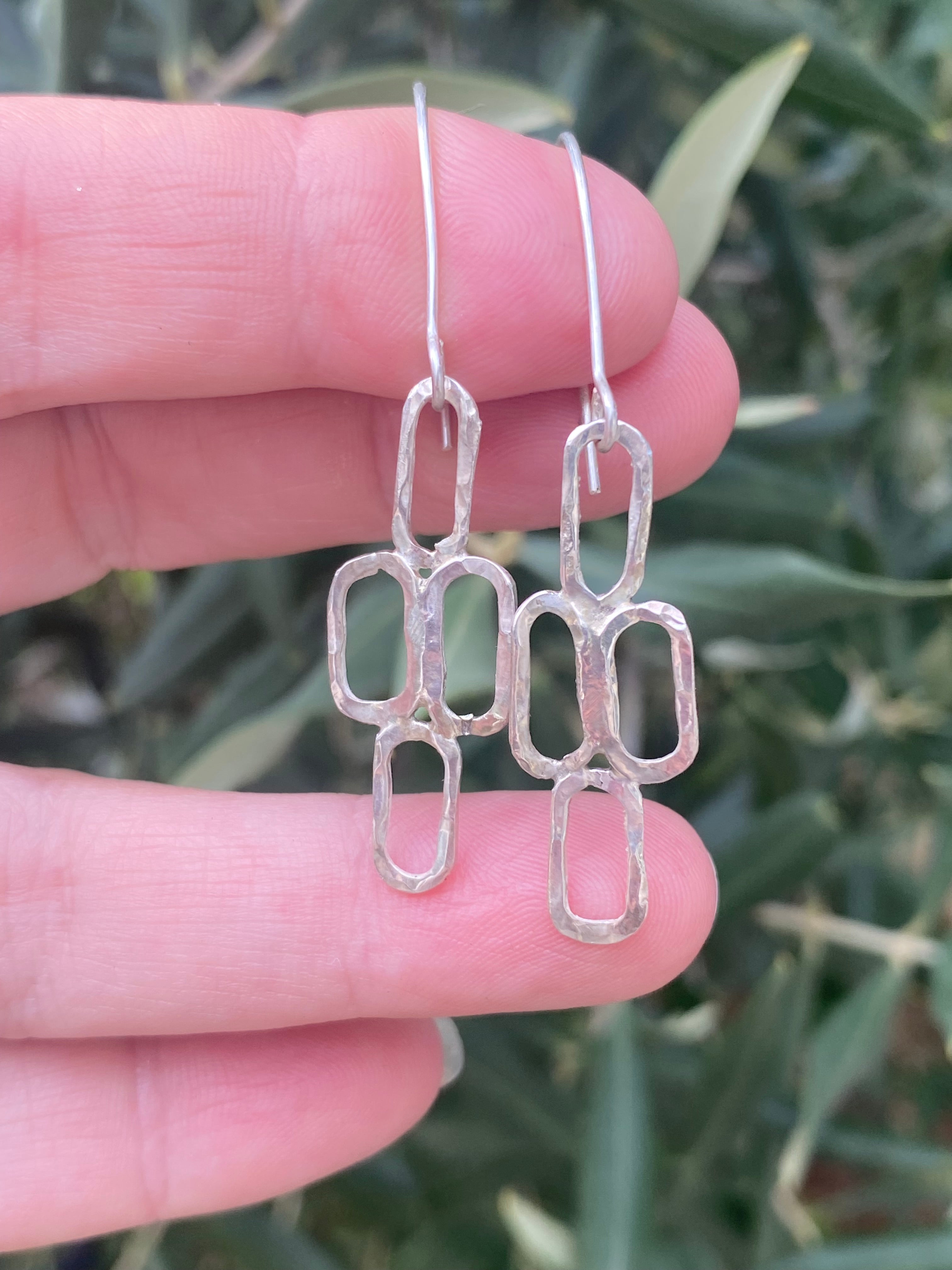 Sterling Silver Organic Link Earrings