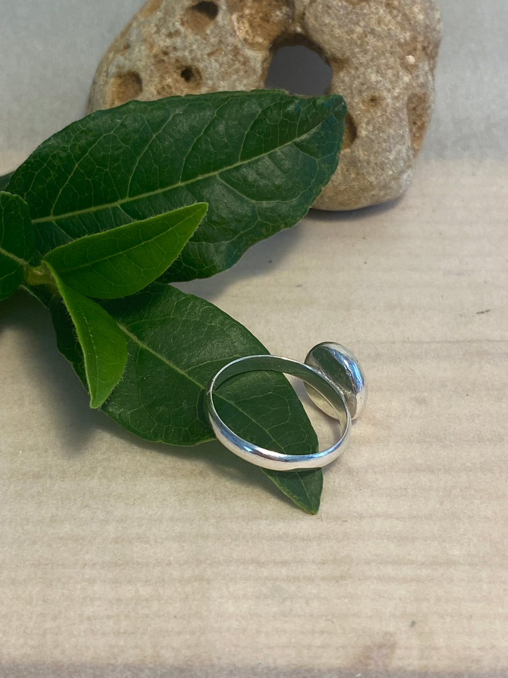 Brass & Silver Pebble Disk Sterling Silver Ring