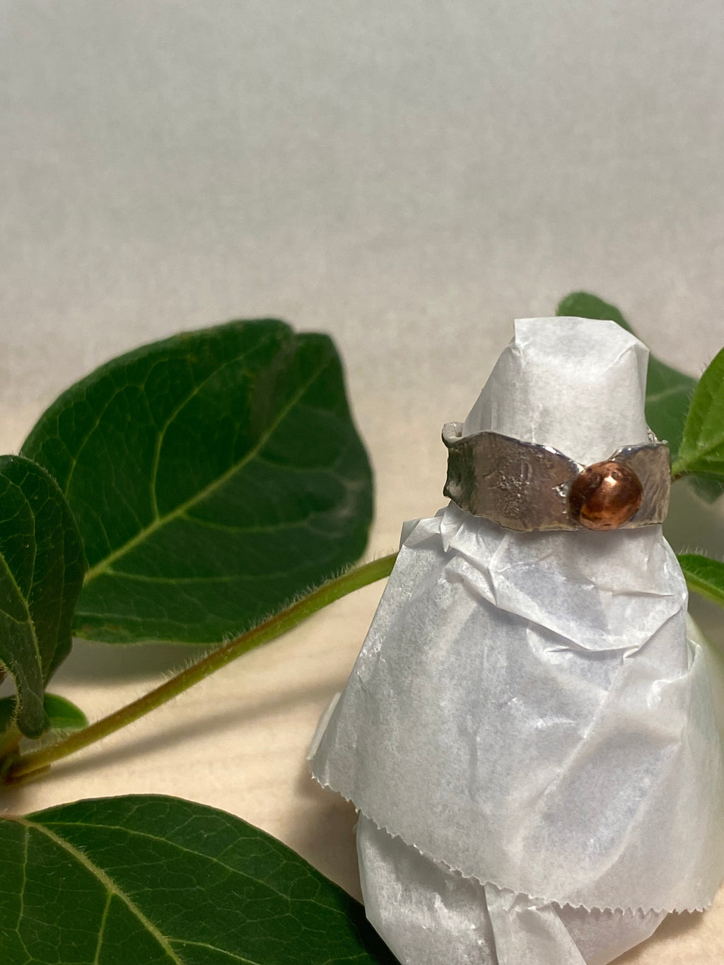 Reticulated Sterling Silver Ring with Molten Copper Detail