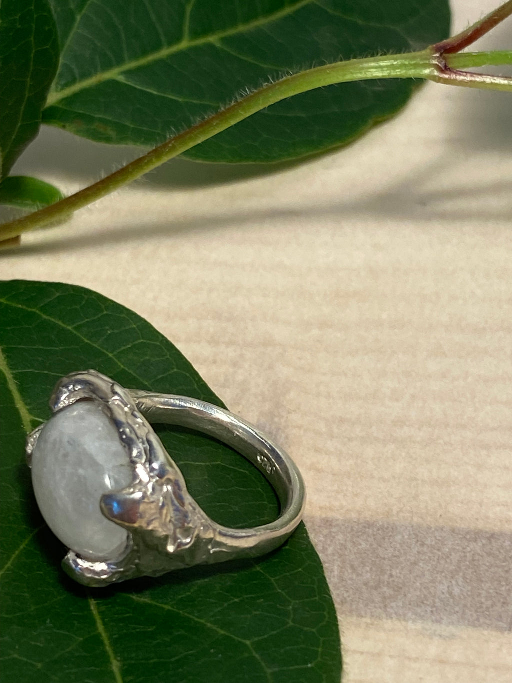 Moonstone Ring — Sculpted Sterling Silver