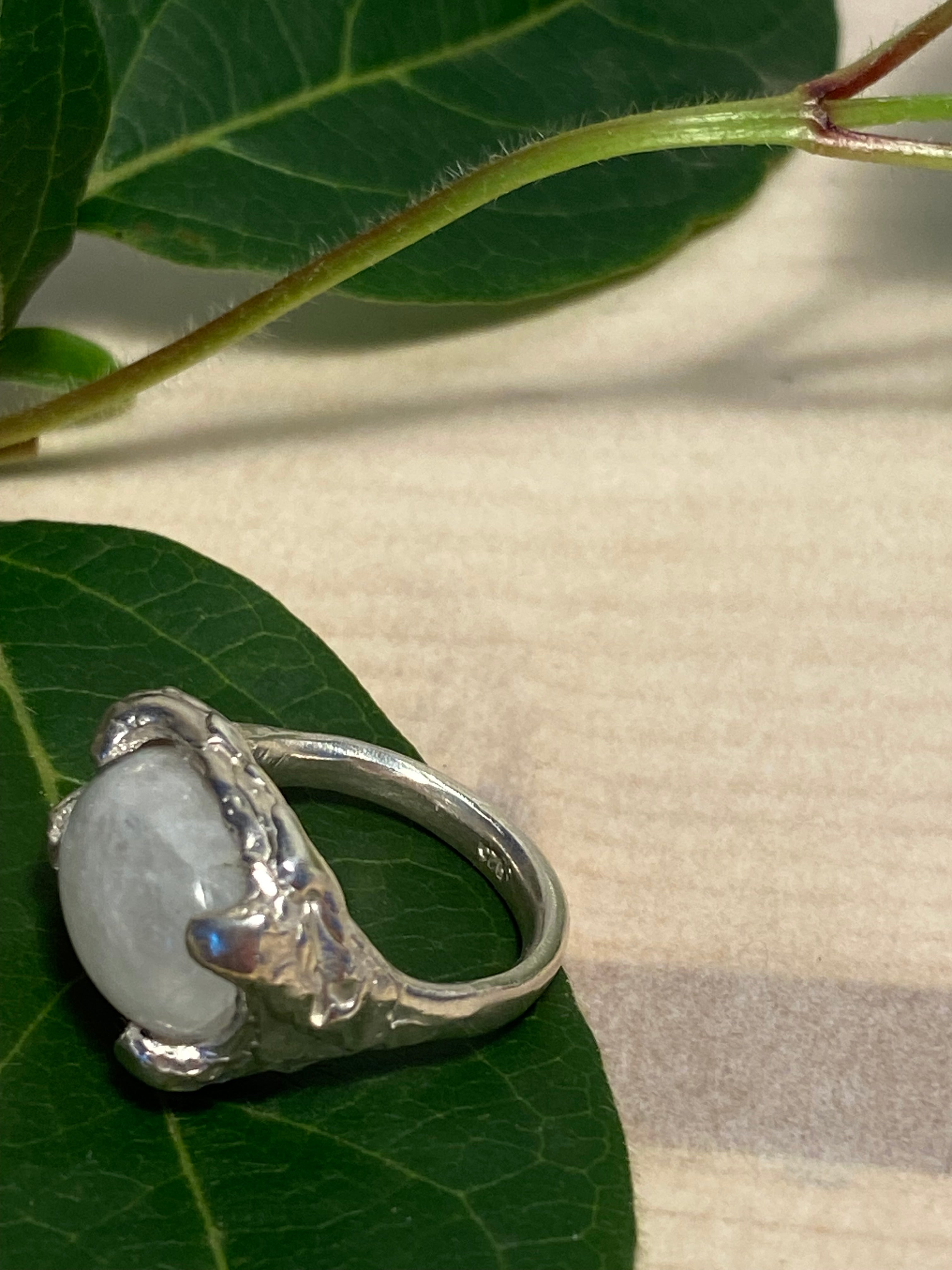 Moonstone and Sterling Silver handmade ring