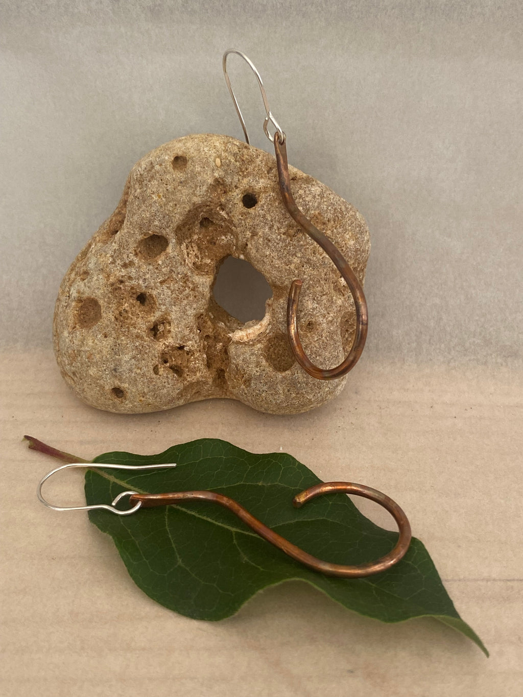 Flame Painted Copper Drop Earrings