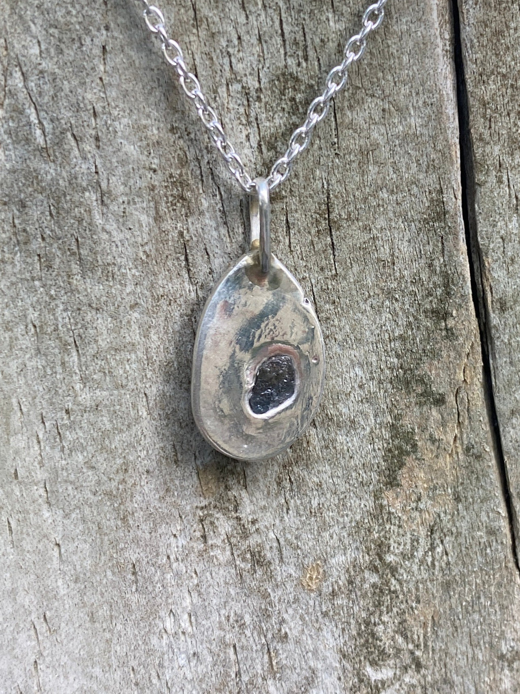 Green Sapphire Rockpool Pendant — Sterling Silver and uncut Australian Sapphire