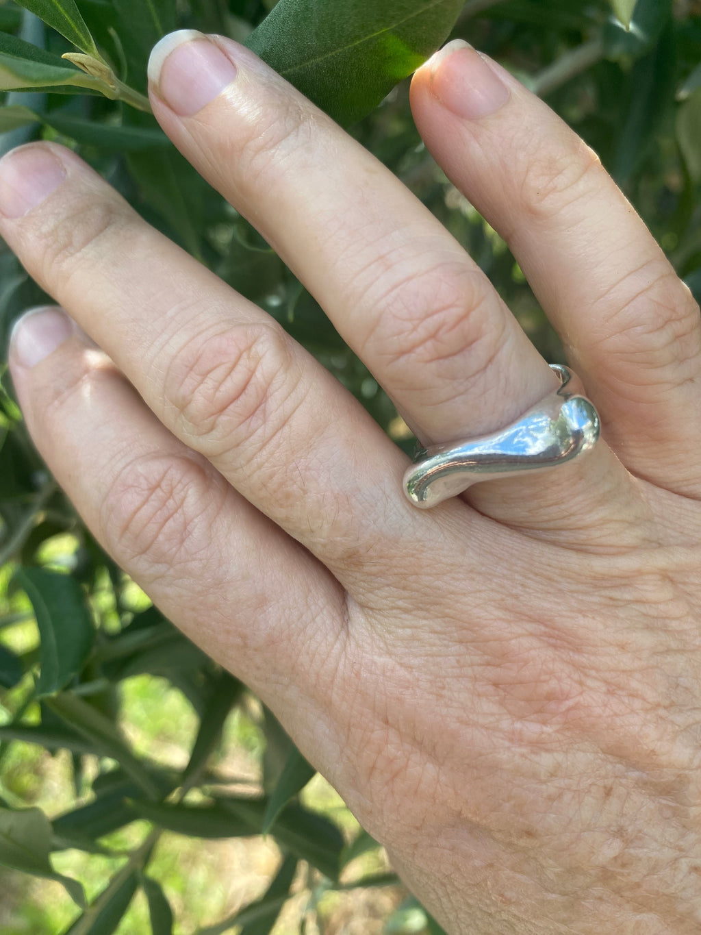 Flow Wax Carved Sterling Silver Statement Ring