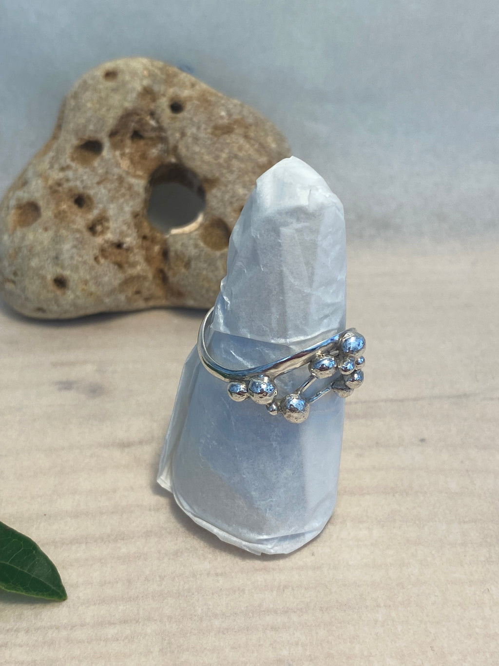 Waves, Pebbles & Tendrils Sterling Silver Ring