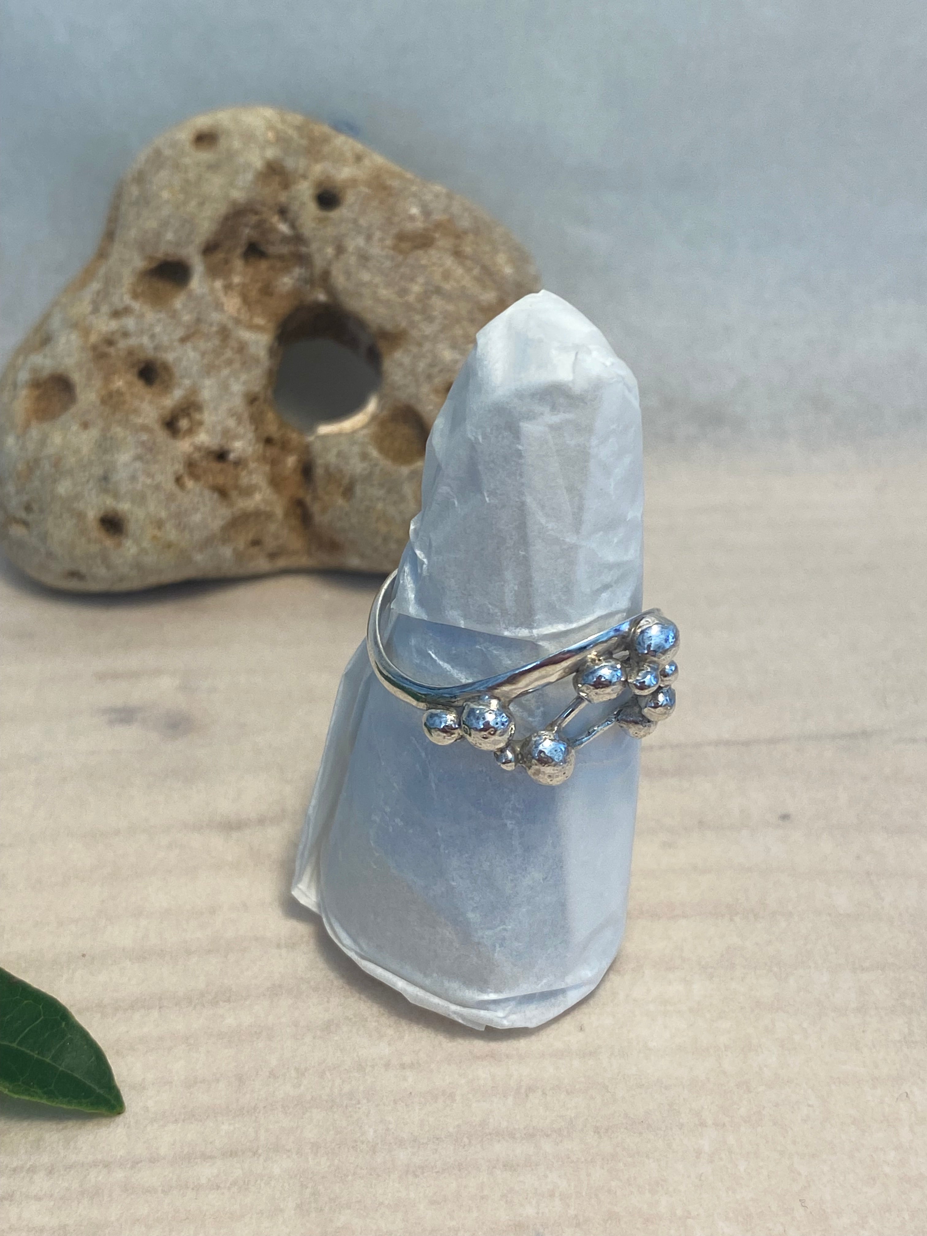 Waves, Pebbles & Tendrils Sterling Silver Ring