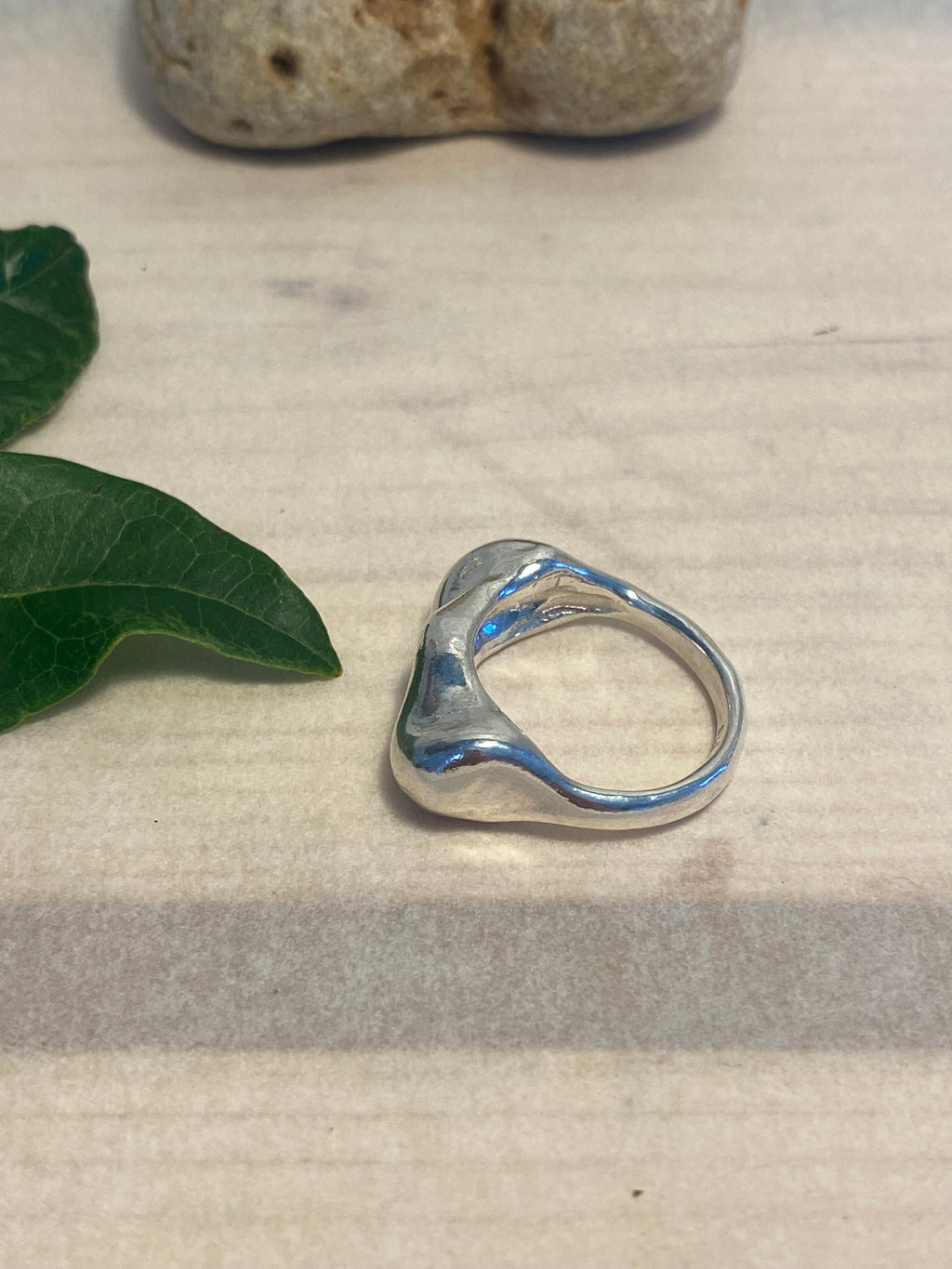 Wave Wax Carved Sterling Silver Statement Ring