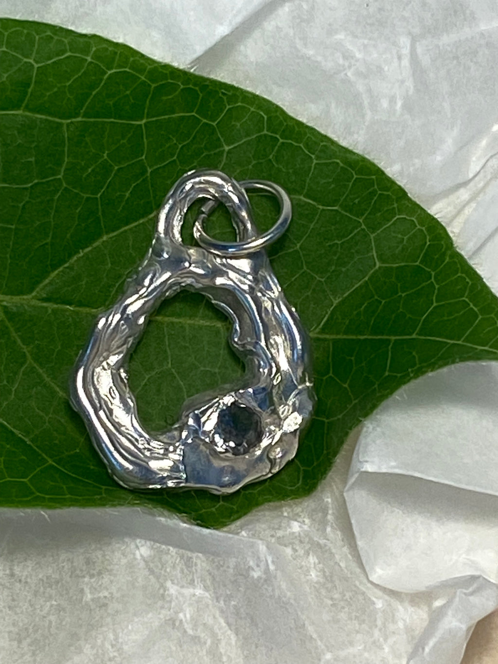 Sterling silver and grey/blue Rhodolite pendant