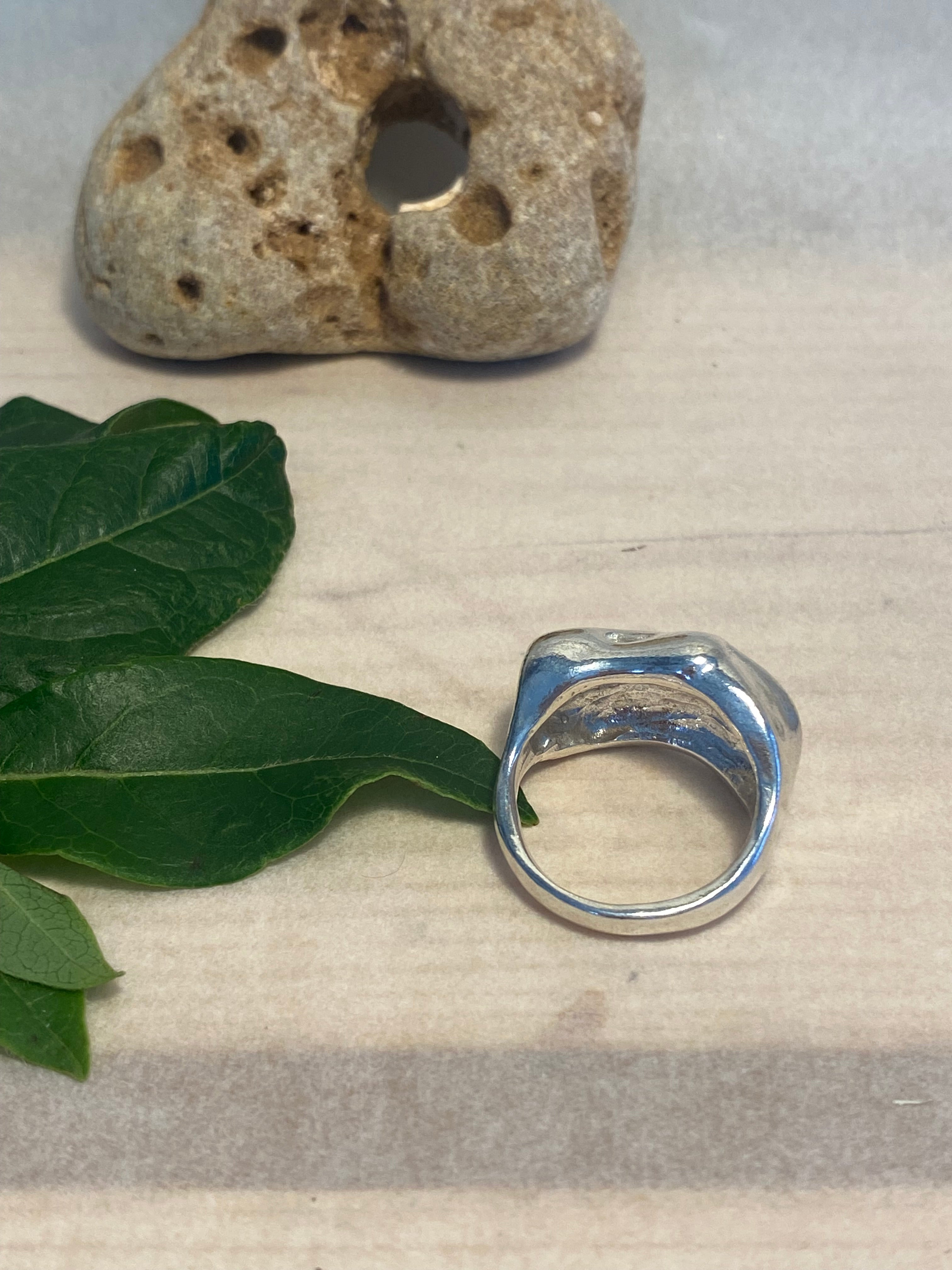 Organic Statement Ring — Wax Carved Sterling Silver