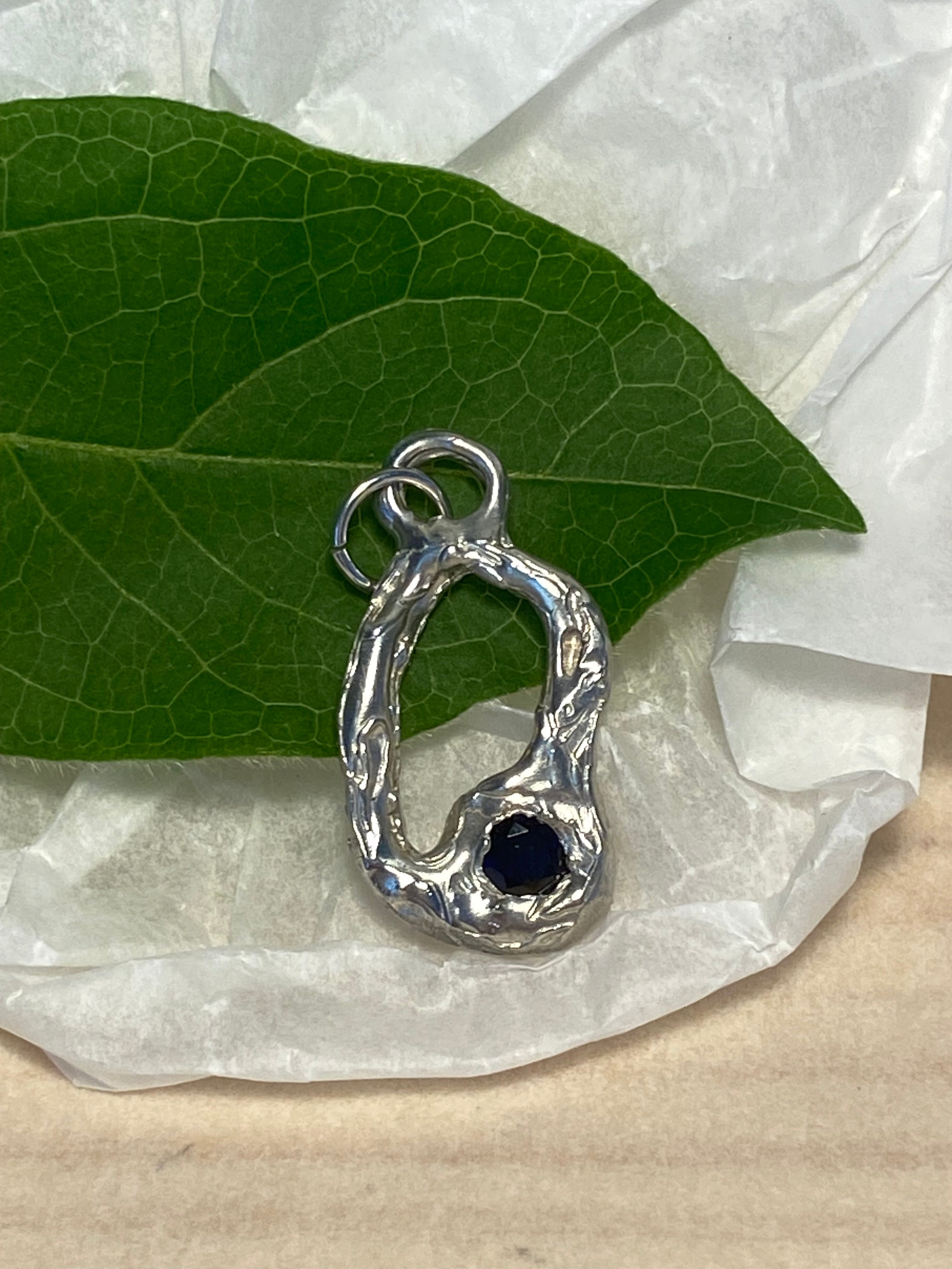 Blue Spinel and Sterling Silver pendant