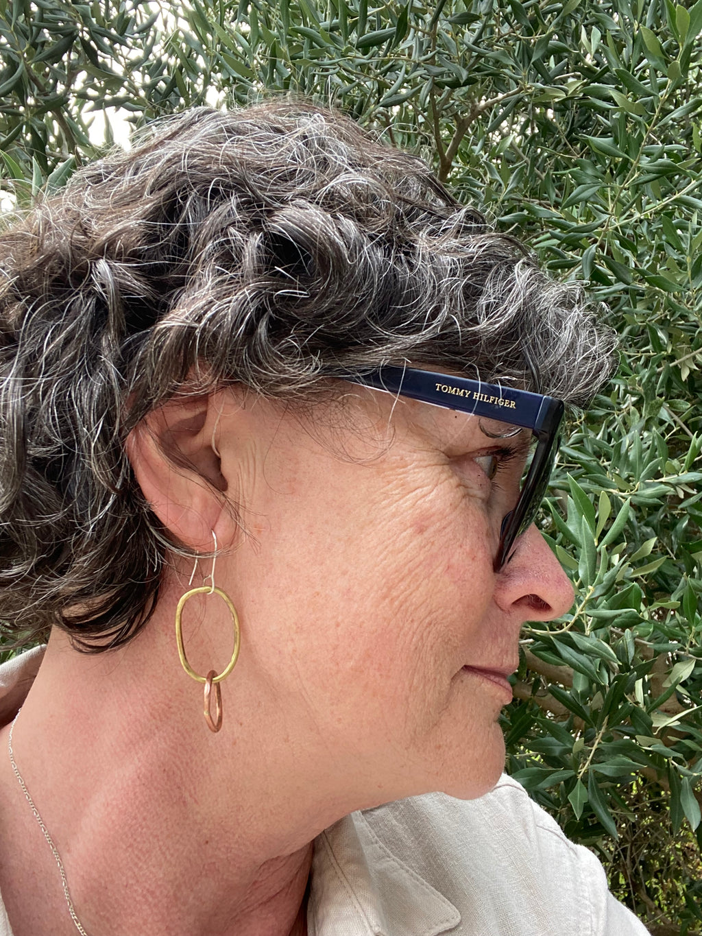 Mixed Metal Organic Link Earrings