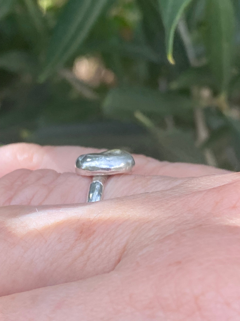 Brass & Silver Pebble Disk Sterling Silver Ring