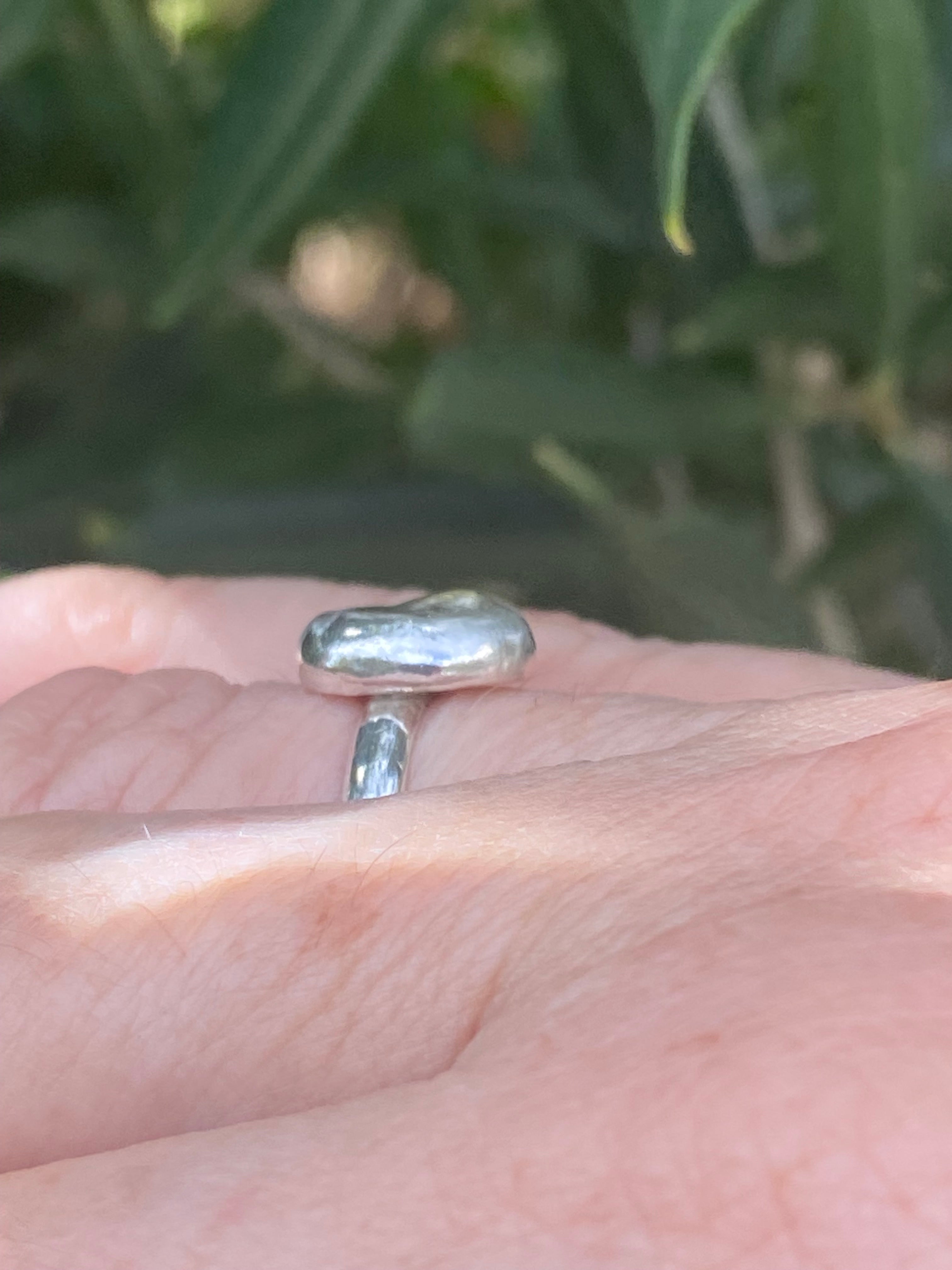 Brass & Silver Pebble Disk Sterling Silver Ring