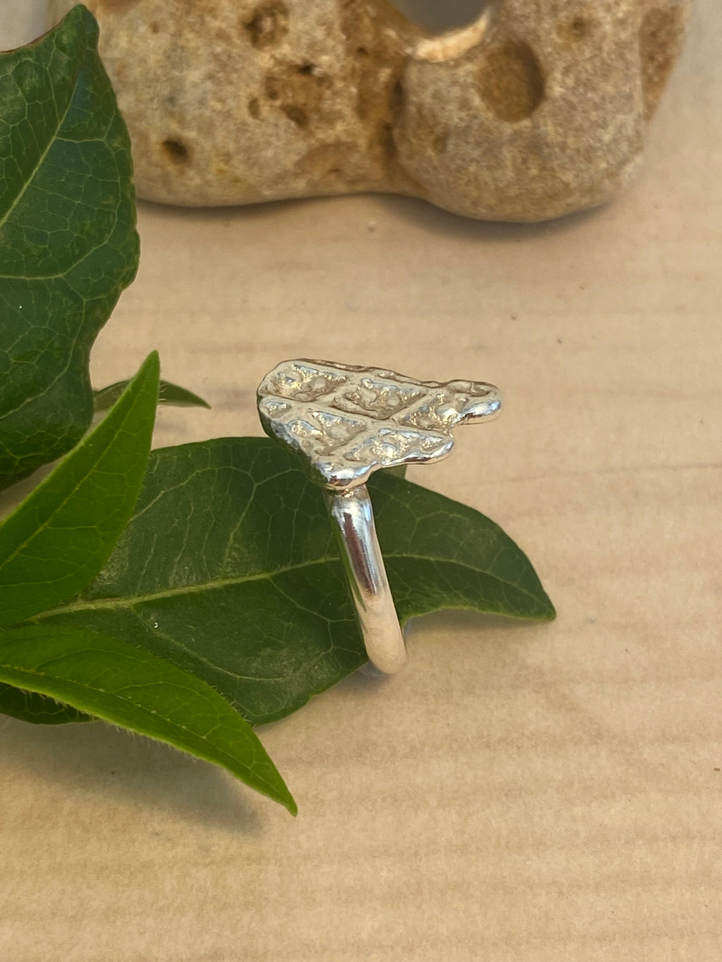 Offset Impressions Sterling Silver Ring