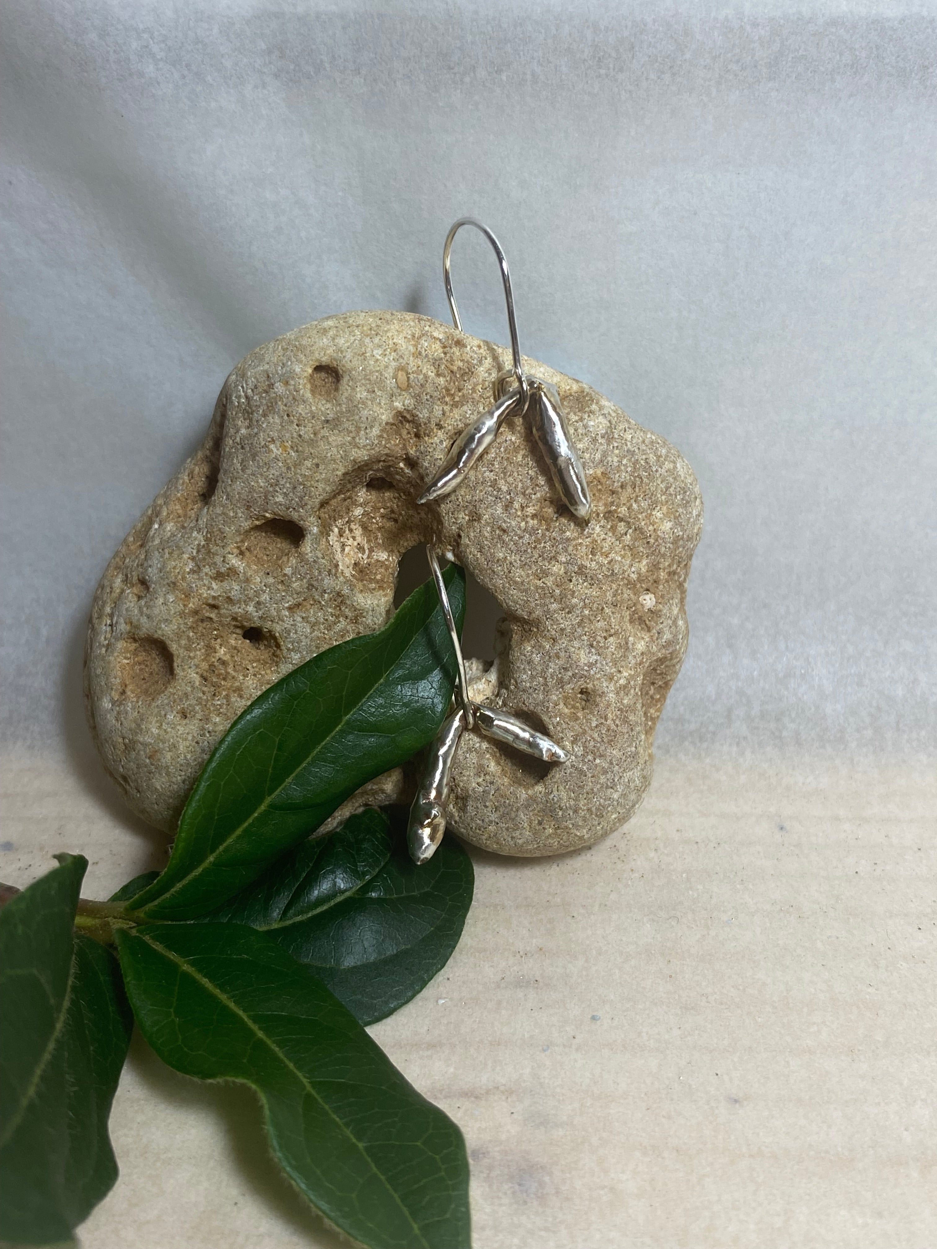 Tide Dangle Earrings - Water Cast Sterling Silver