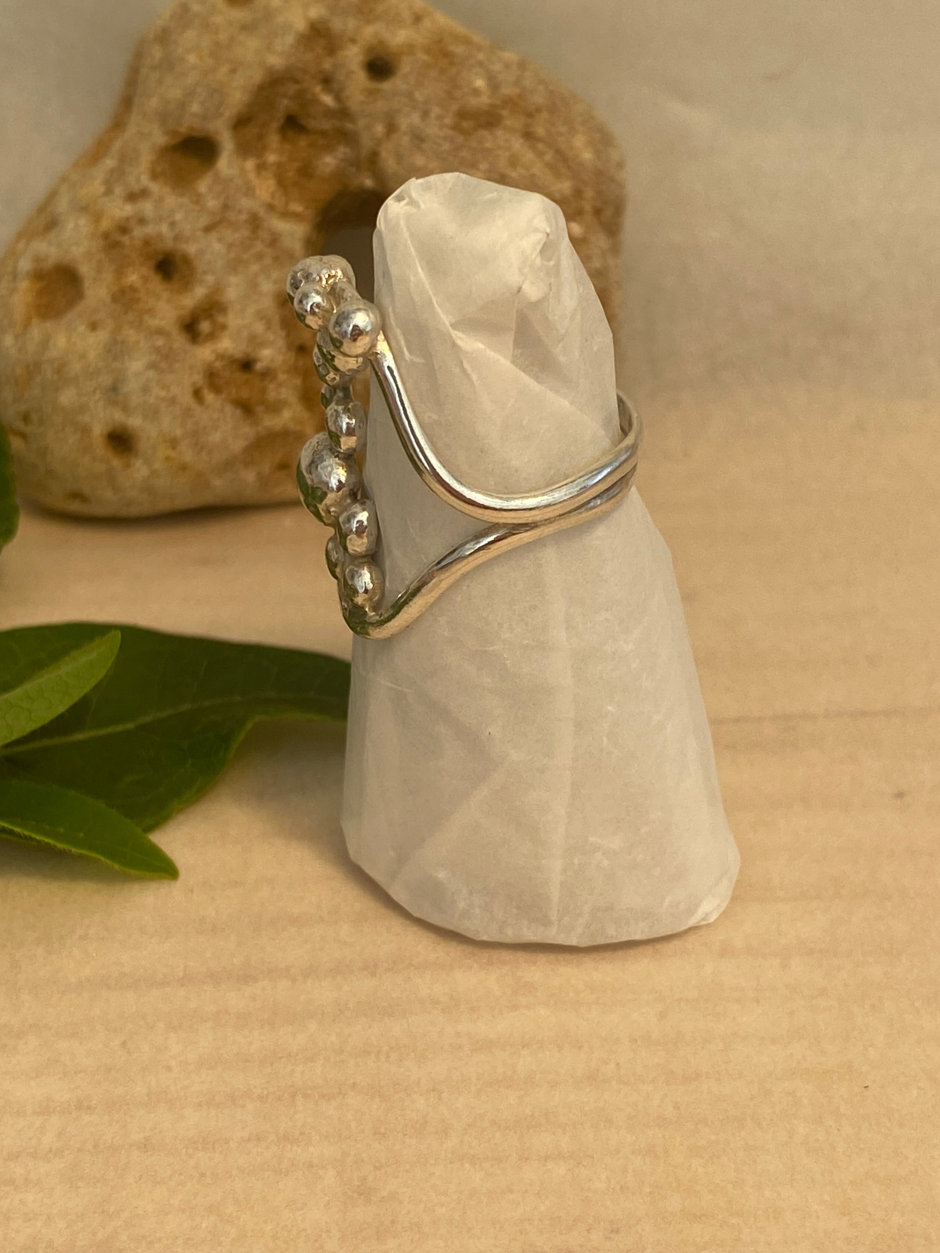 Blossom Spray Sterling Silver Double Band Ring