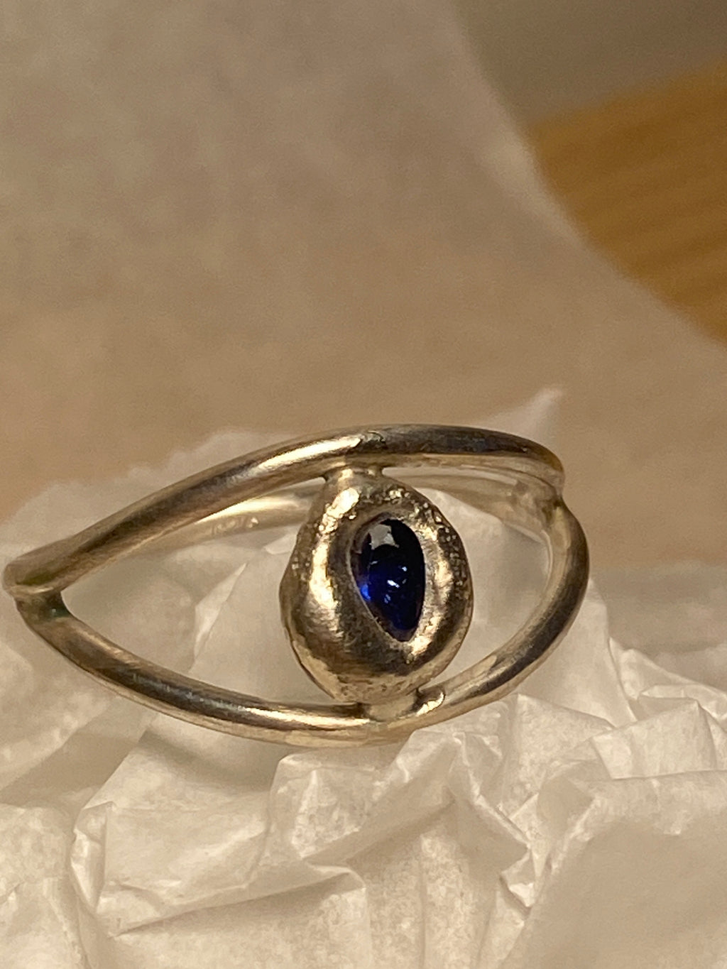 Blue Spinel and Sterling Silver ring