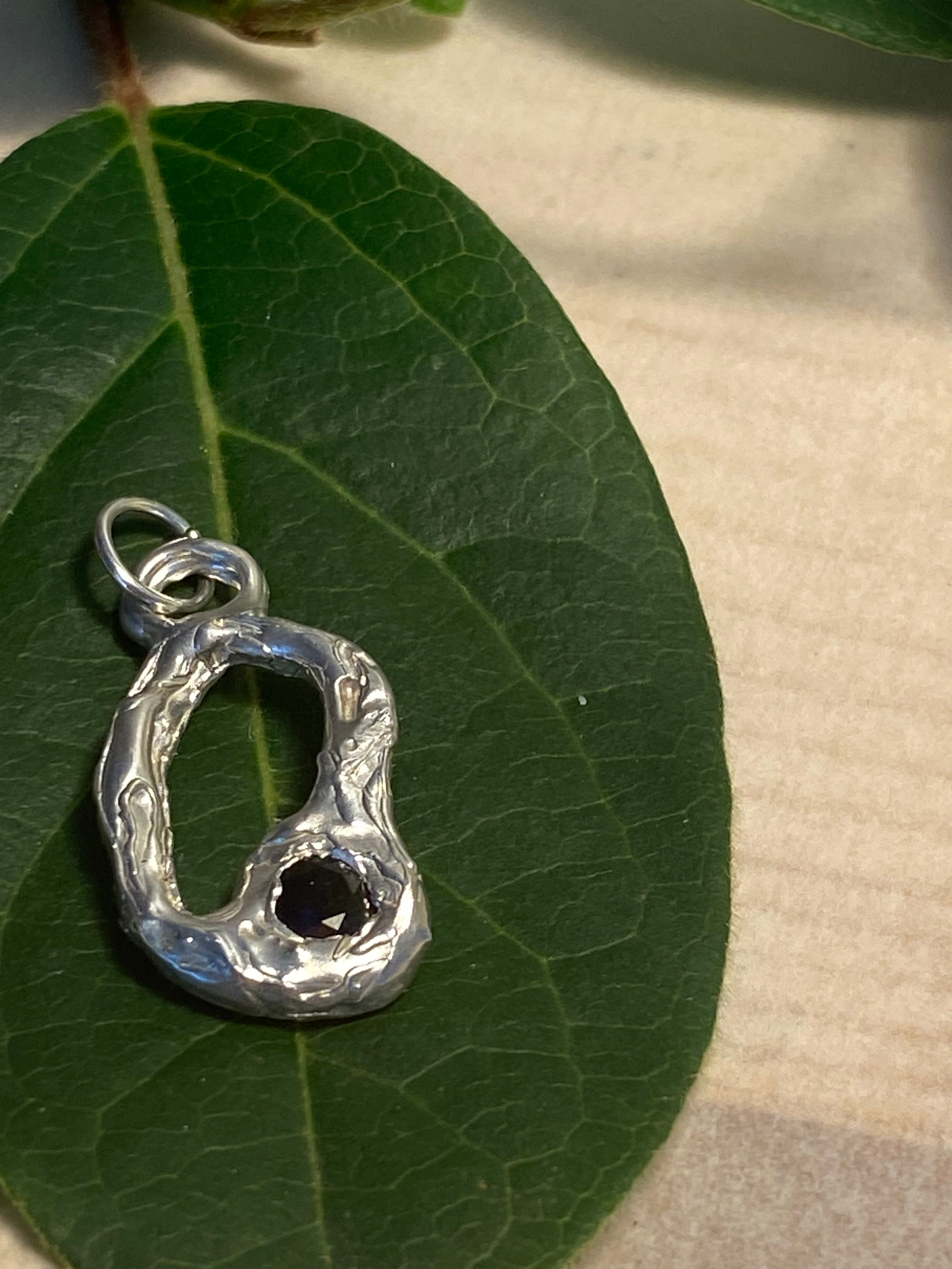 Blue Spinel and Sterling Silver pendant
