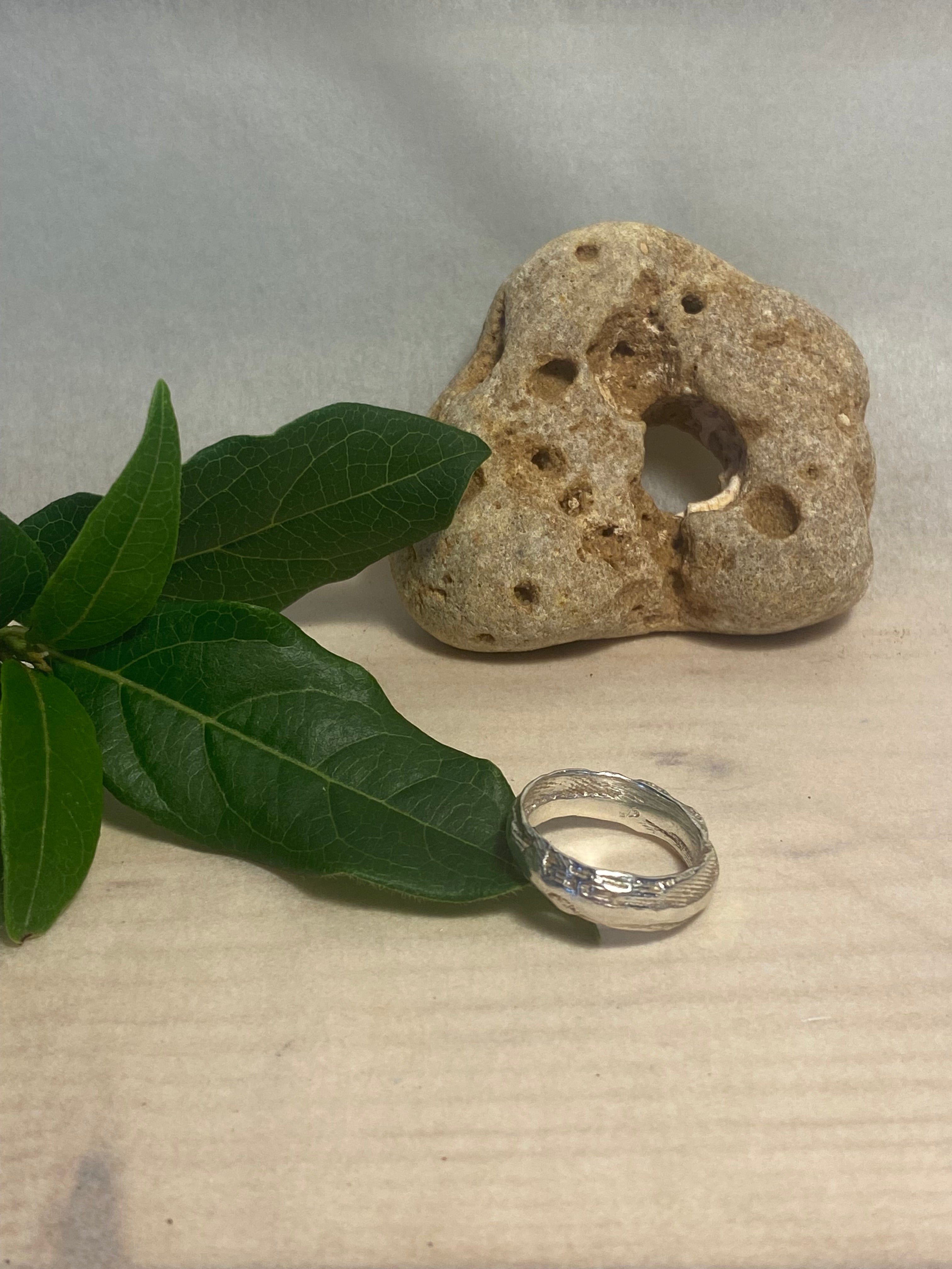 Molten Cuttlefish Cast Sterling Silver Ring