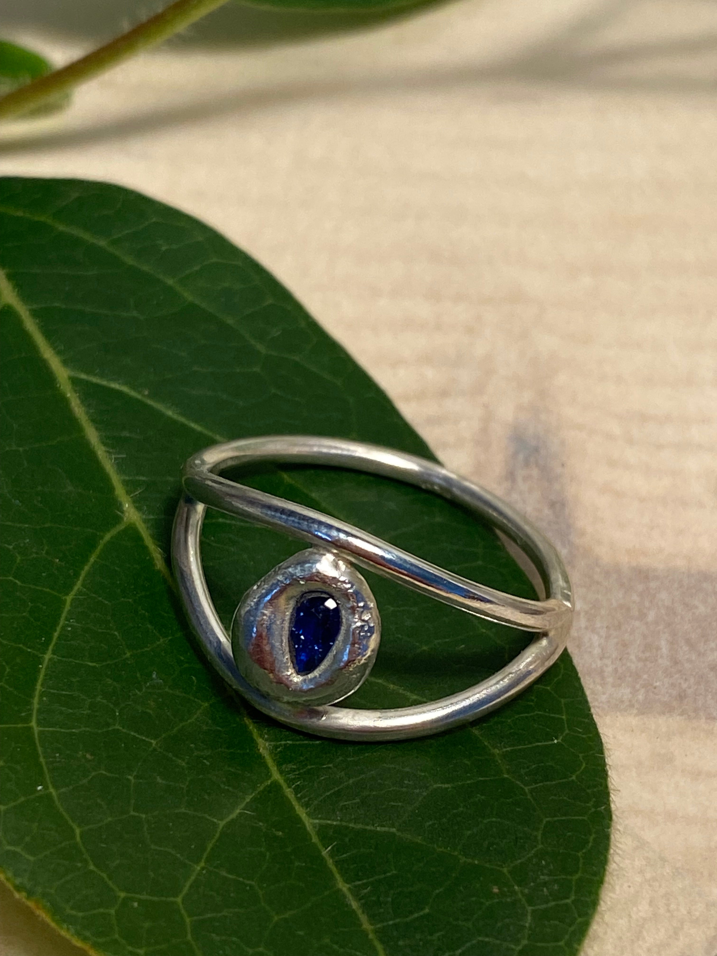 Blue Spinel and Sterling Silver ring
