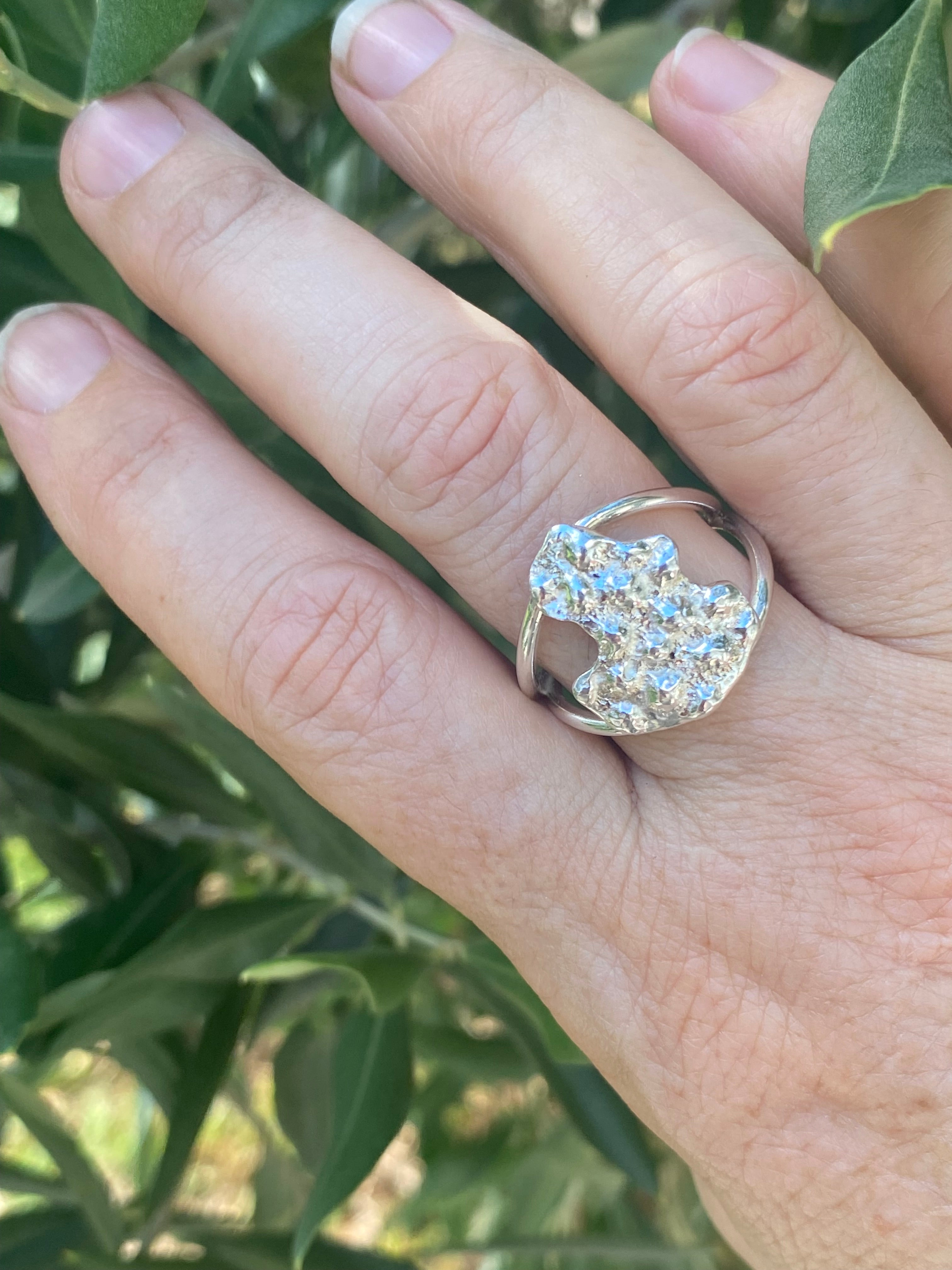 Coral Impressions Double Band Sterling Silver Ring