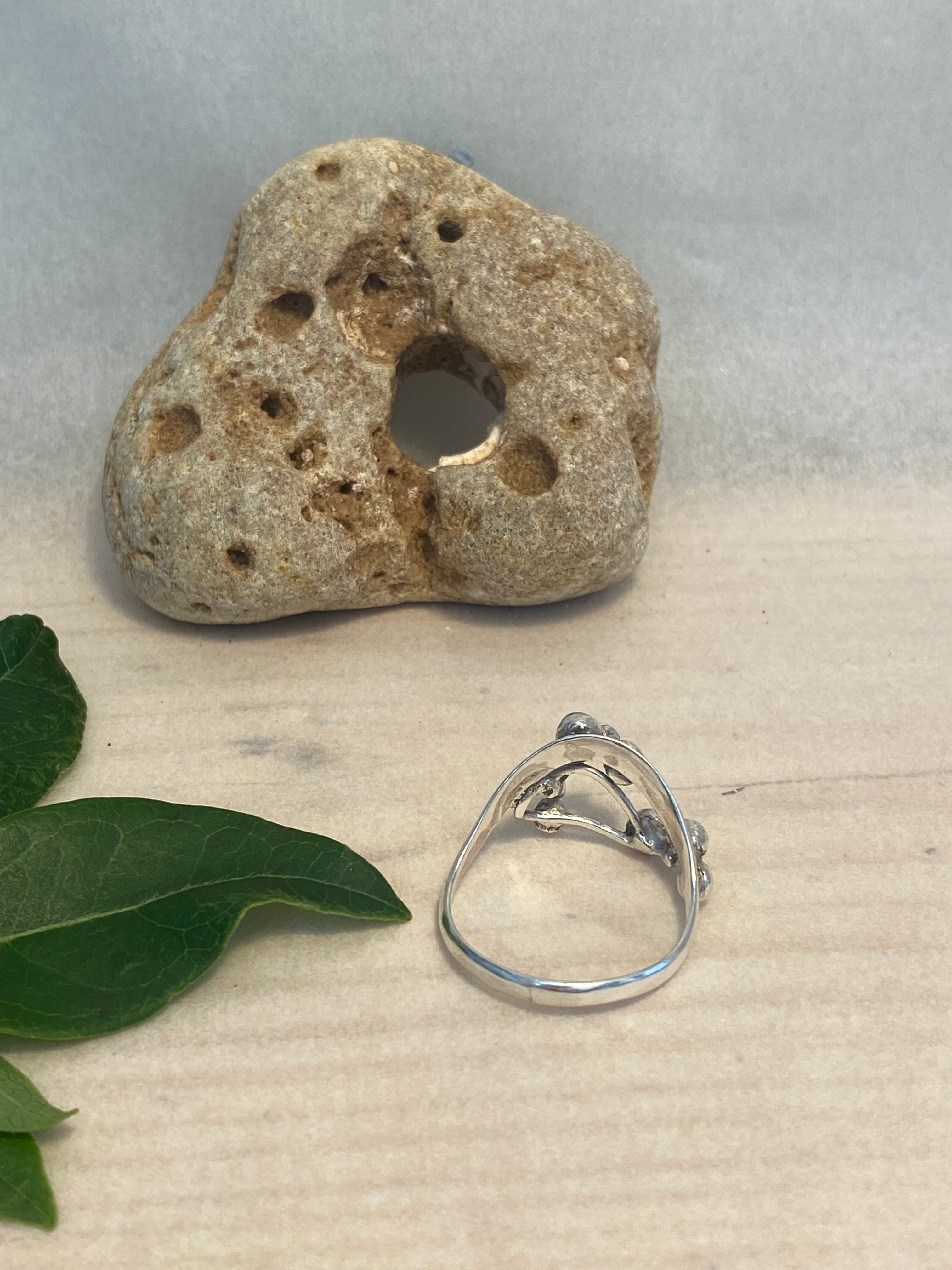 Waves, Pebbles & Tendrils Sterling Silver Ring