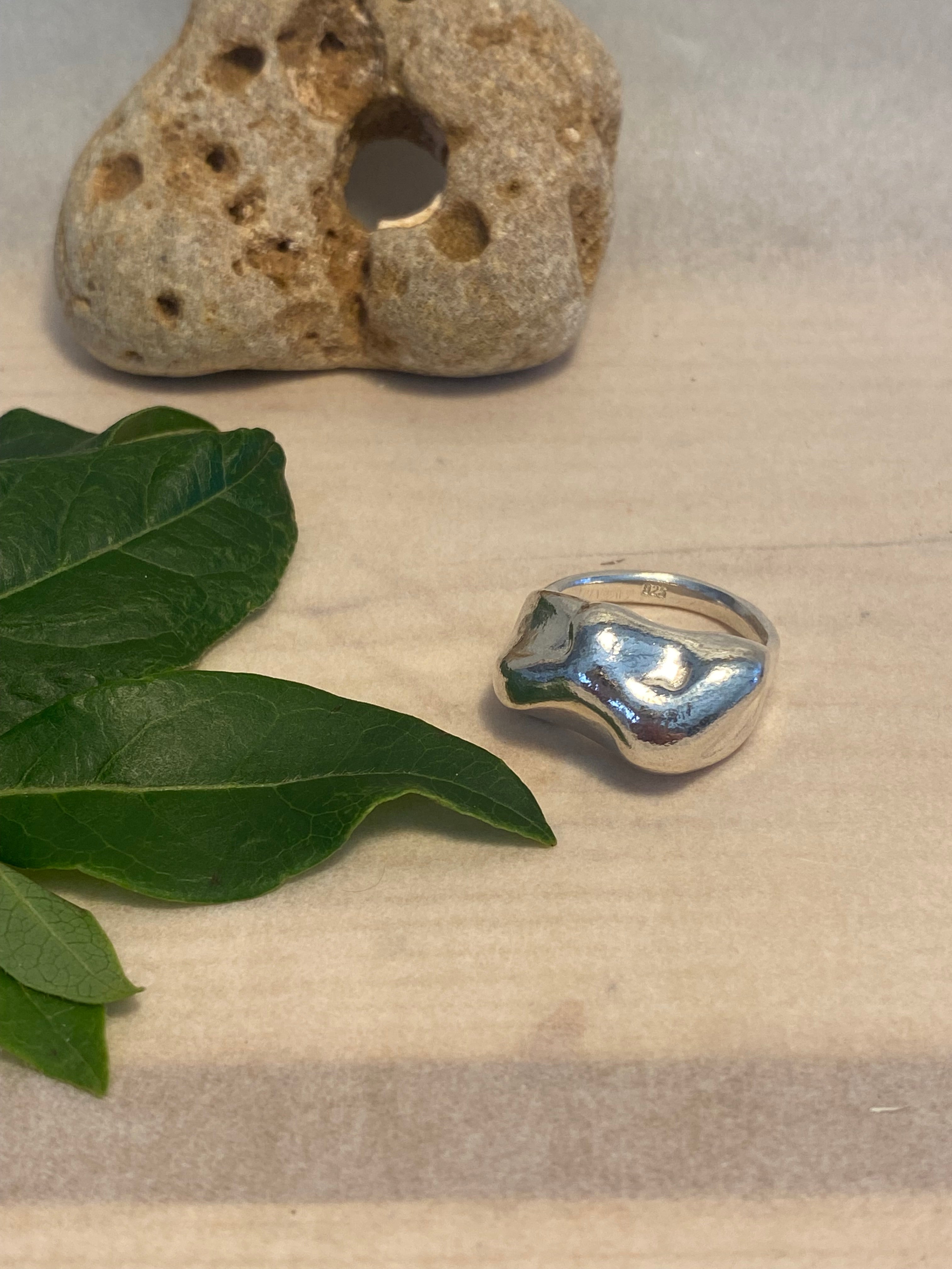Organic Statement Ring — Wax Carved Sterling Silver
