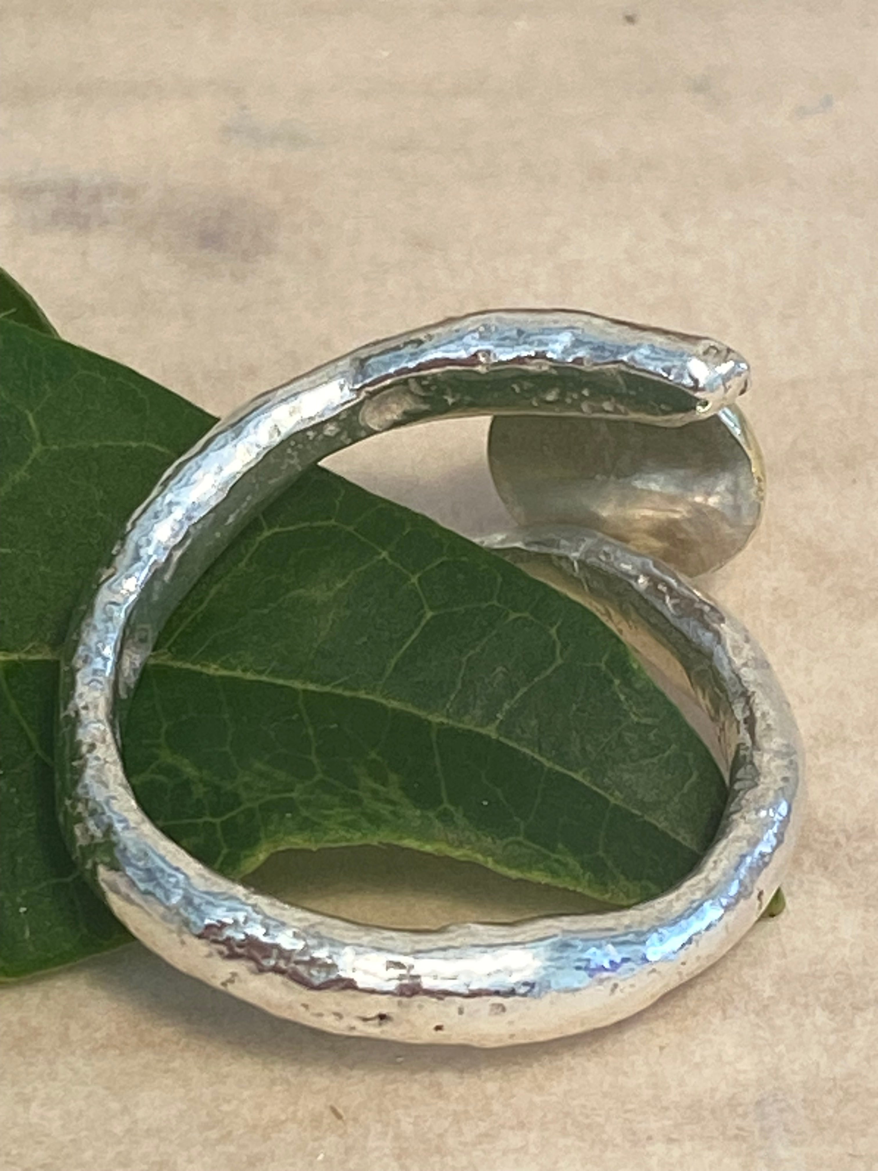 Organic Form Adjustable Silver & Brass Dome Ring