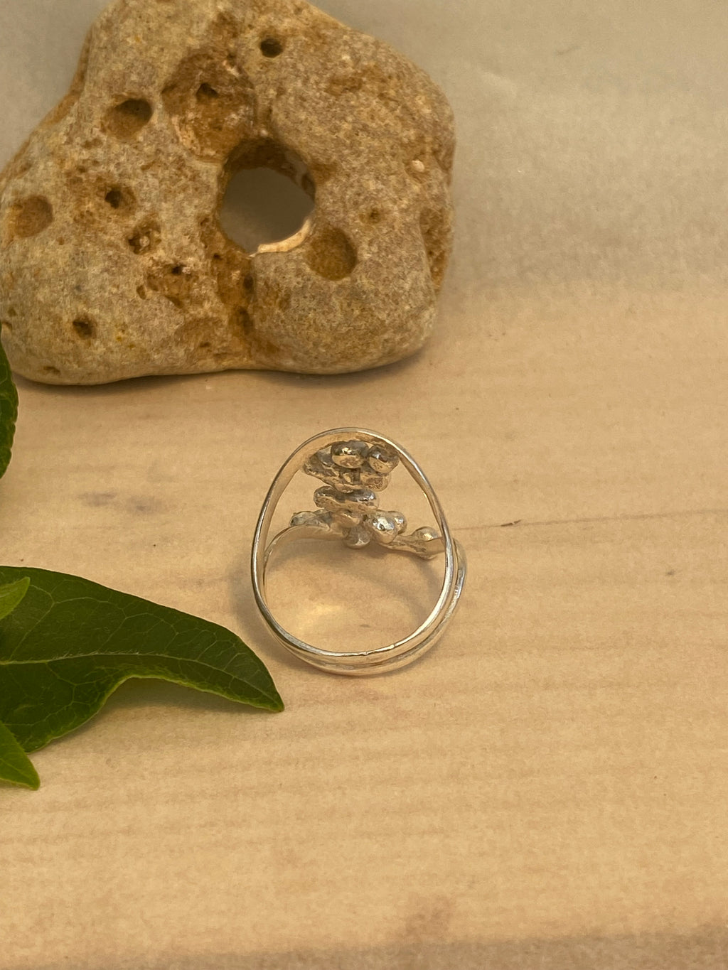 Blossom Spray Sterling Silver Double Band Ring