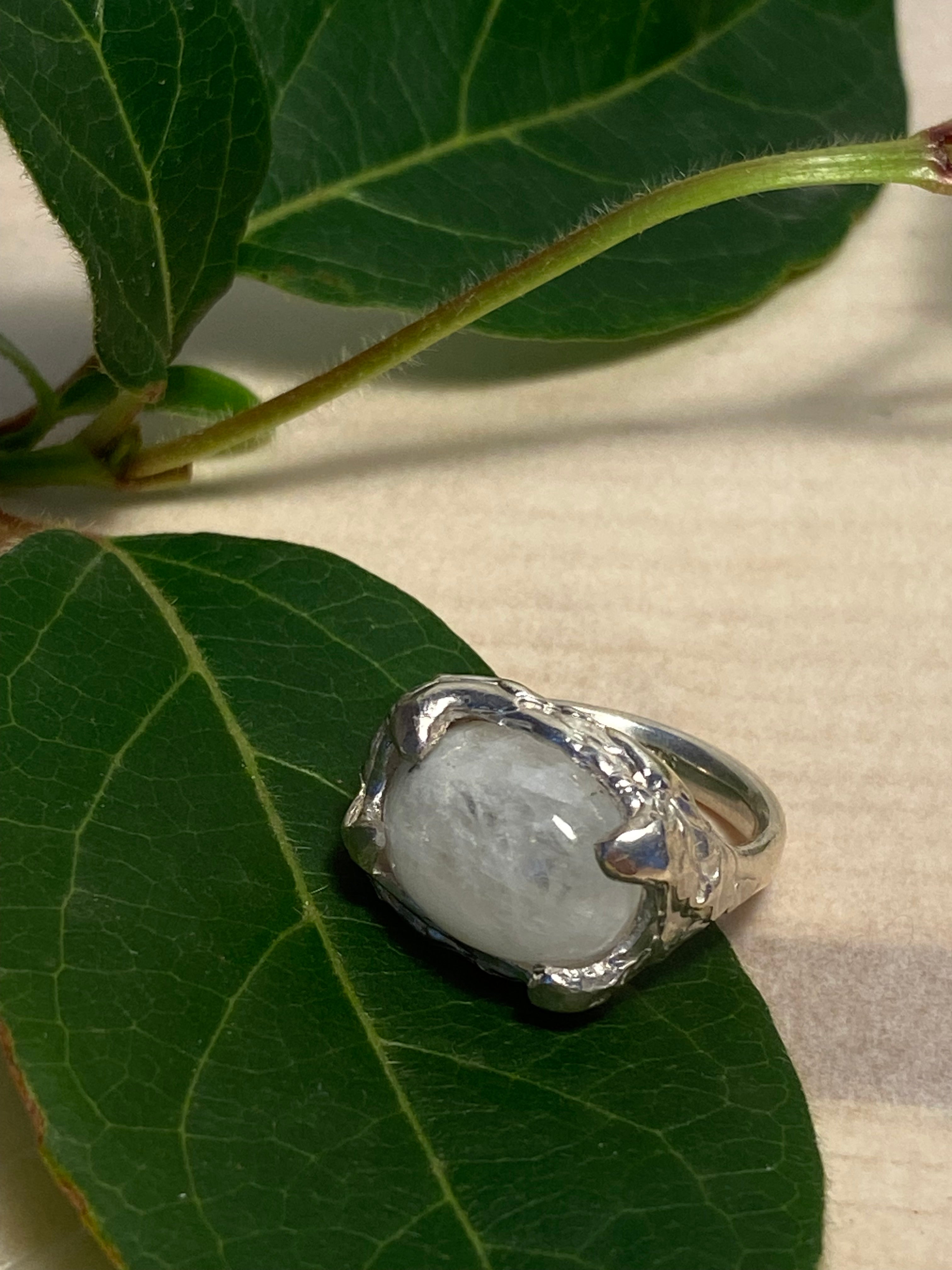Moonstone and Sterling Silver handmade ring