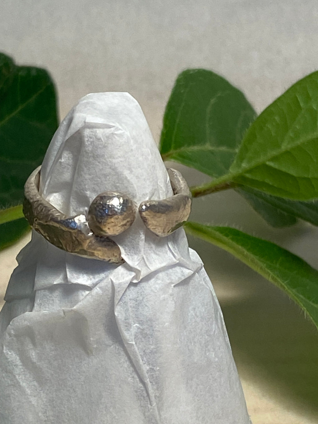Textured, adjustable sterling silver ring