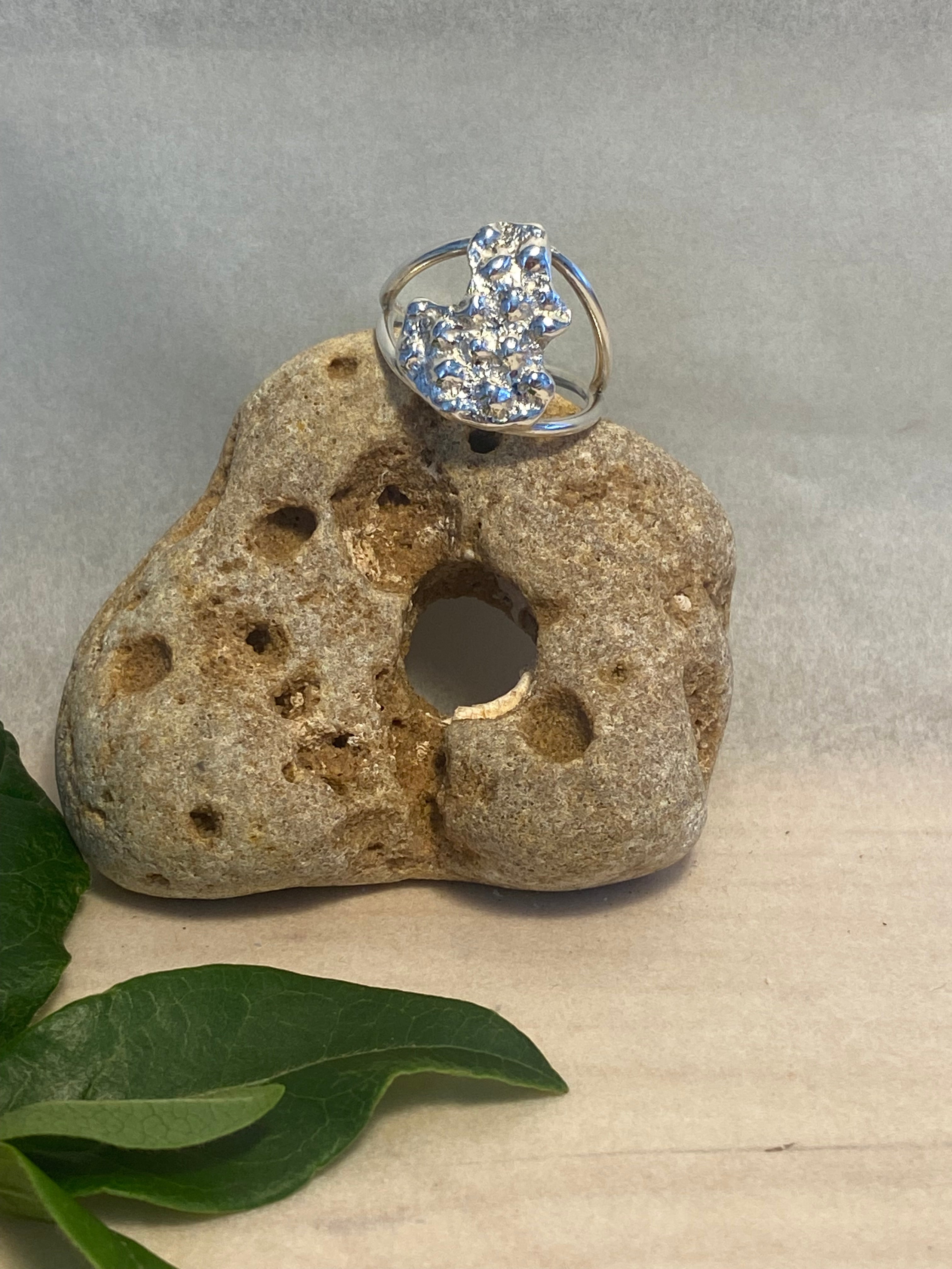 Coral Impressions Double Band Sterling Silver Ring