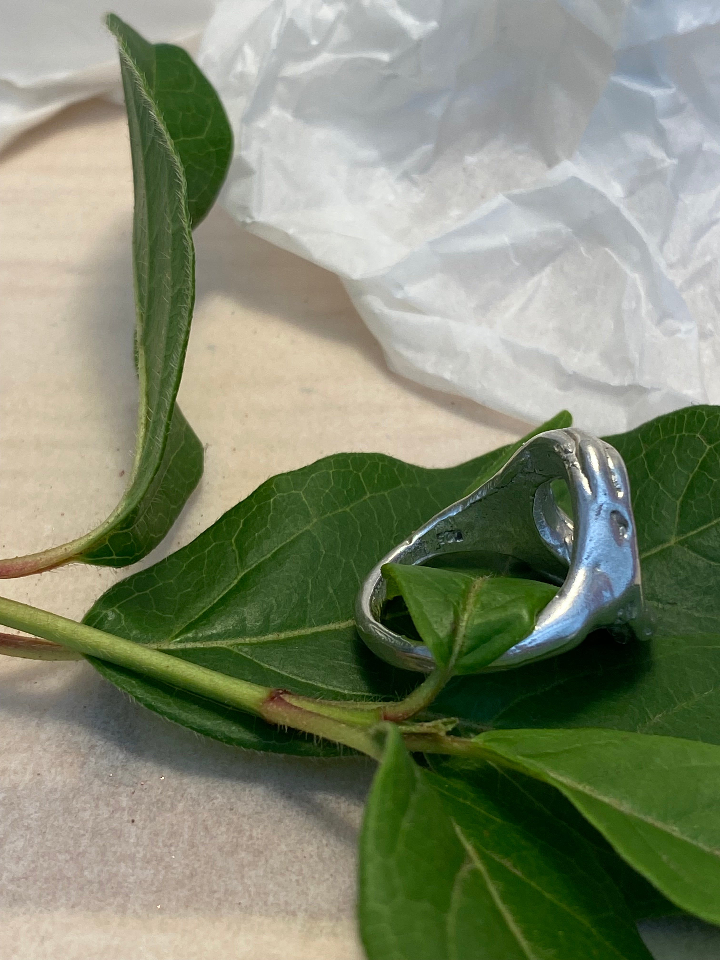 Sterling silver molten look ring