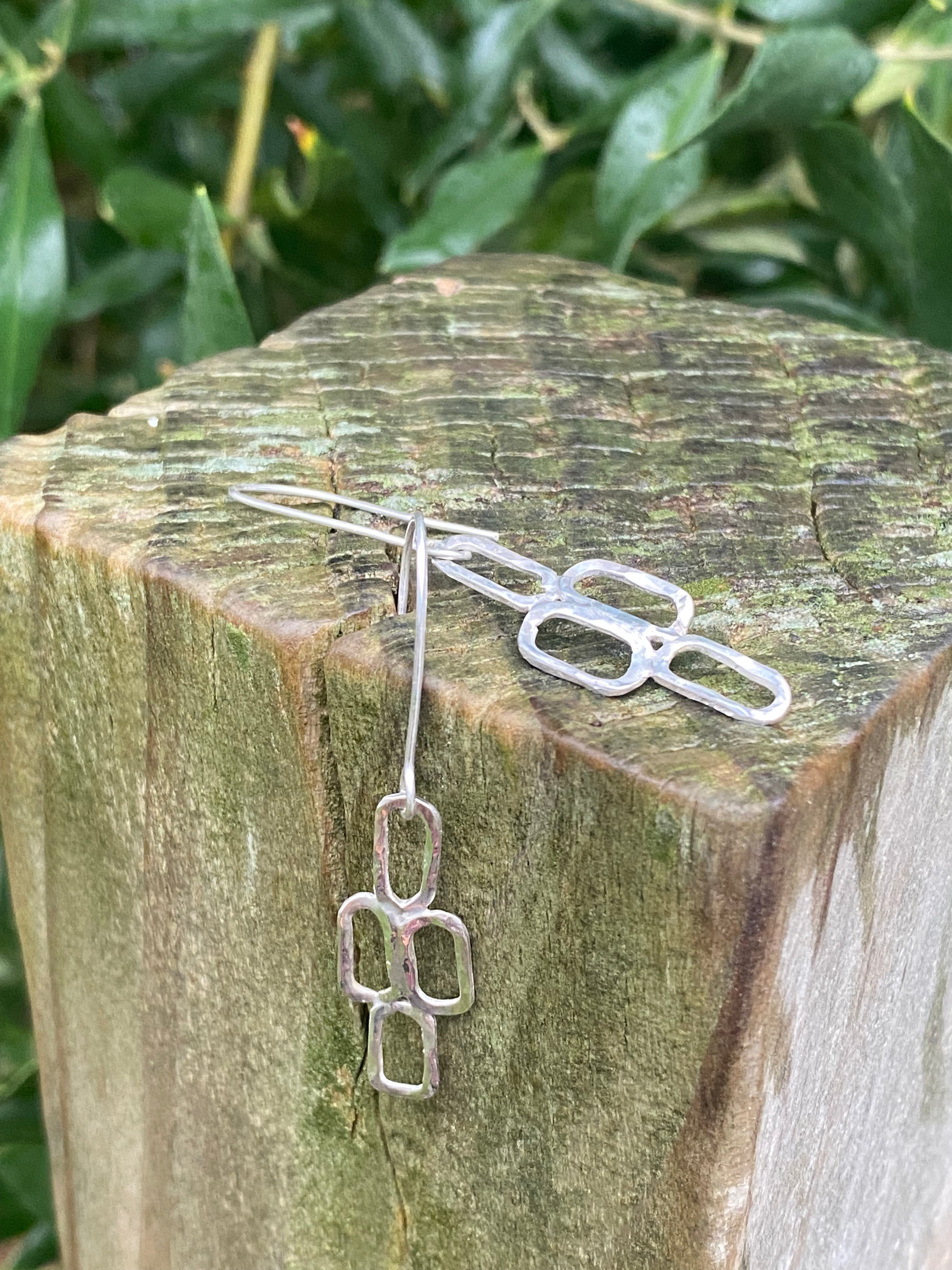Sterling Silver Organic Link Earrings