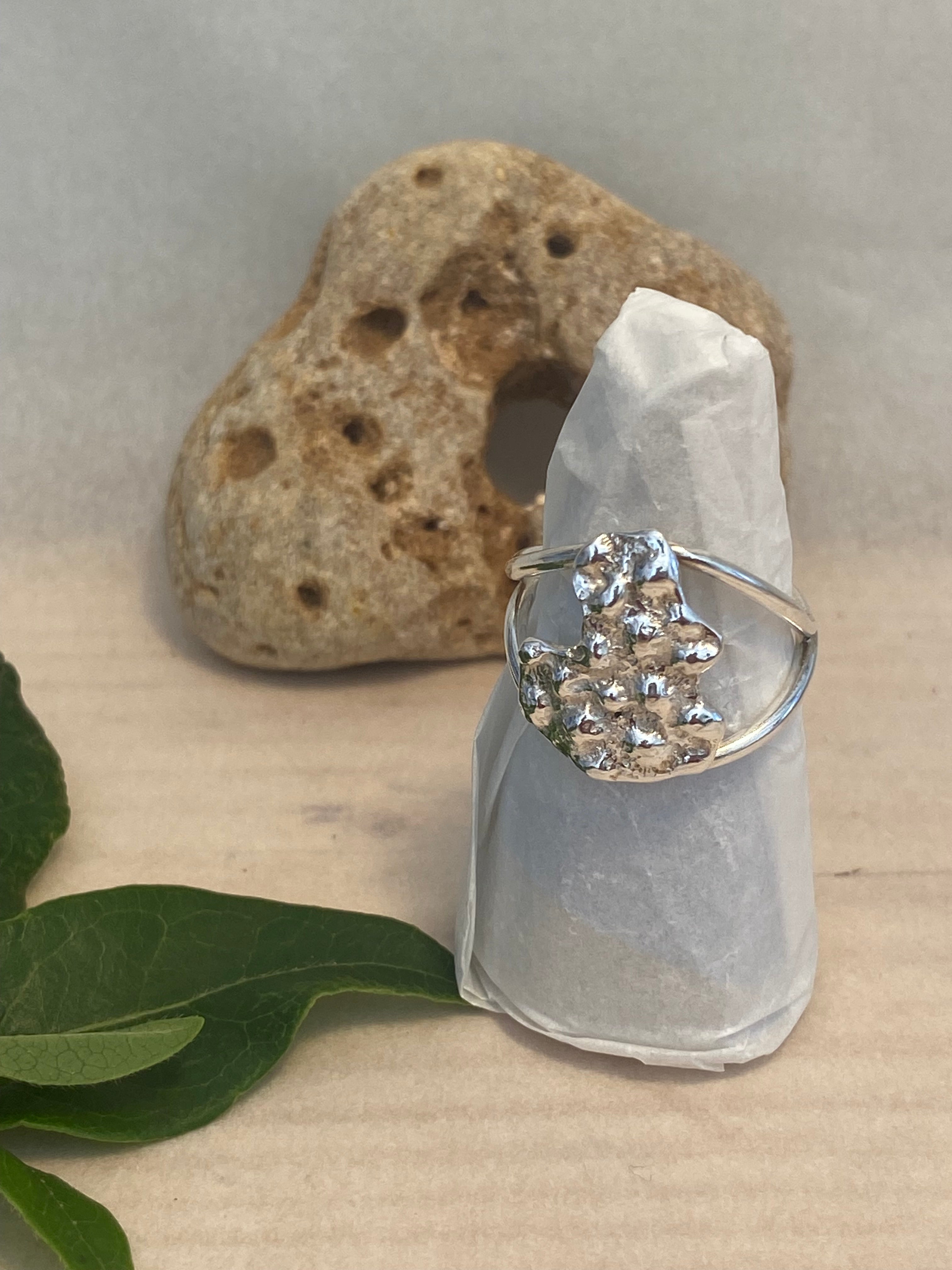 Coral Impressions Double Band Sterling Silver Ring