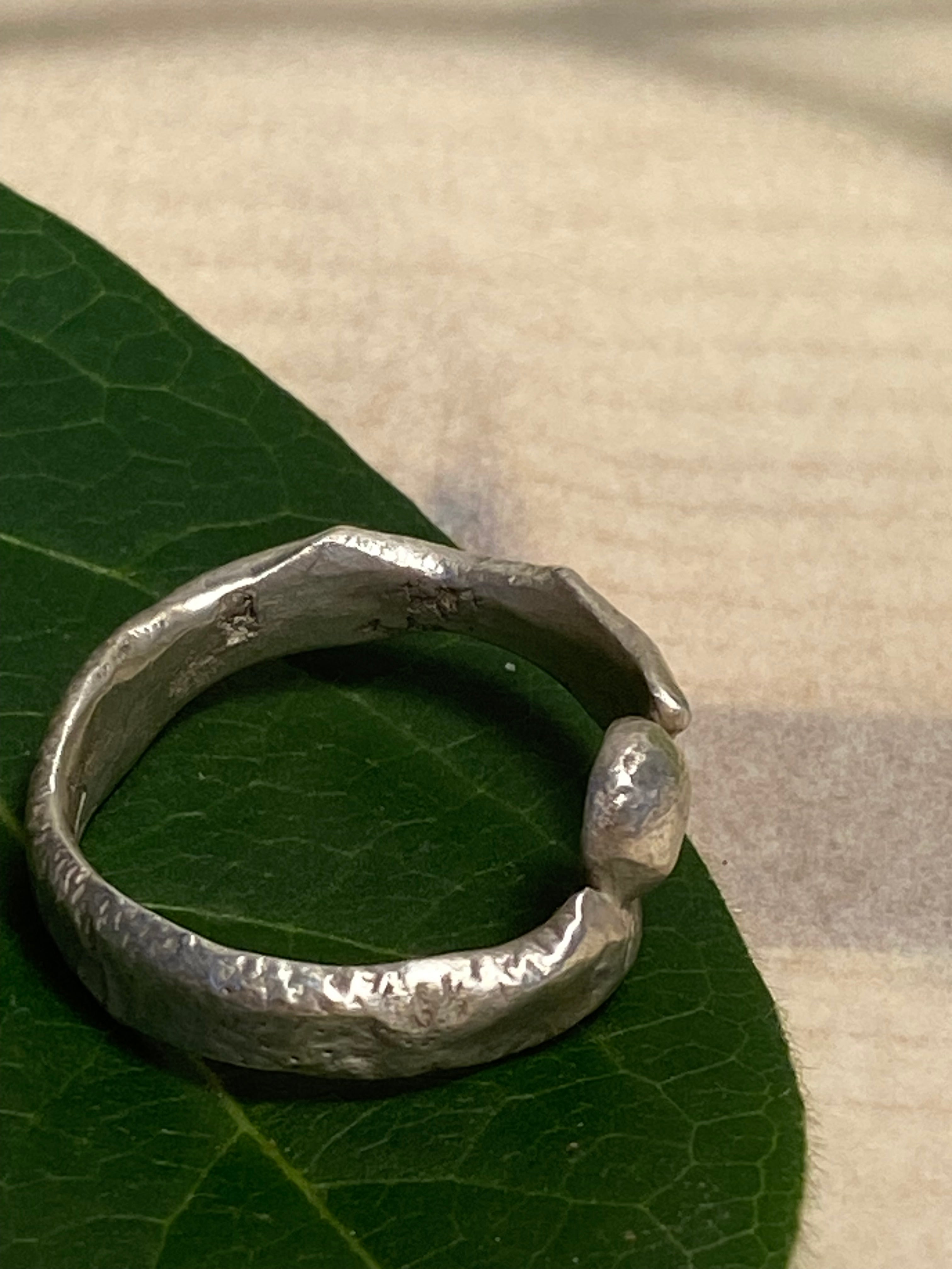 Textured, adjustable sterling silver ring