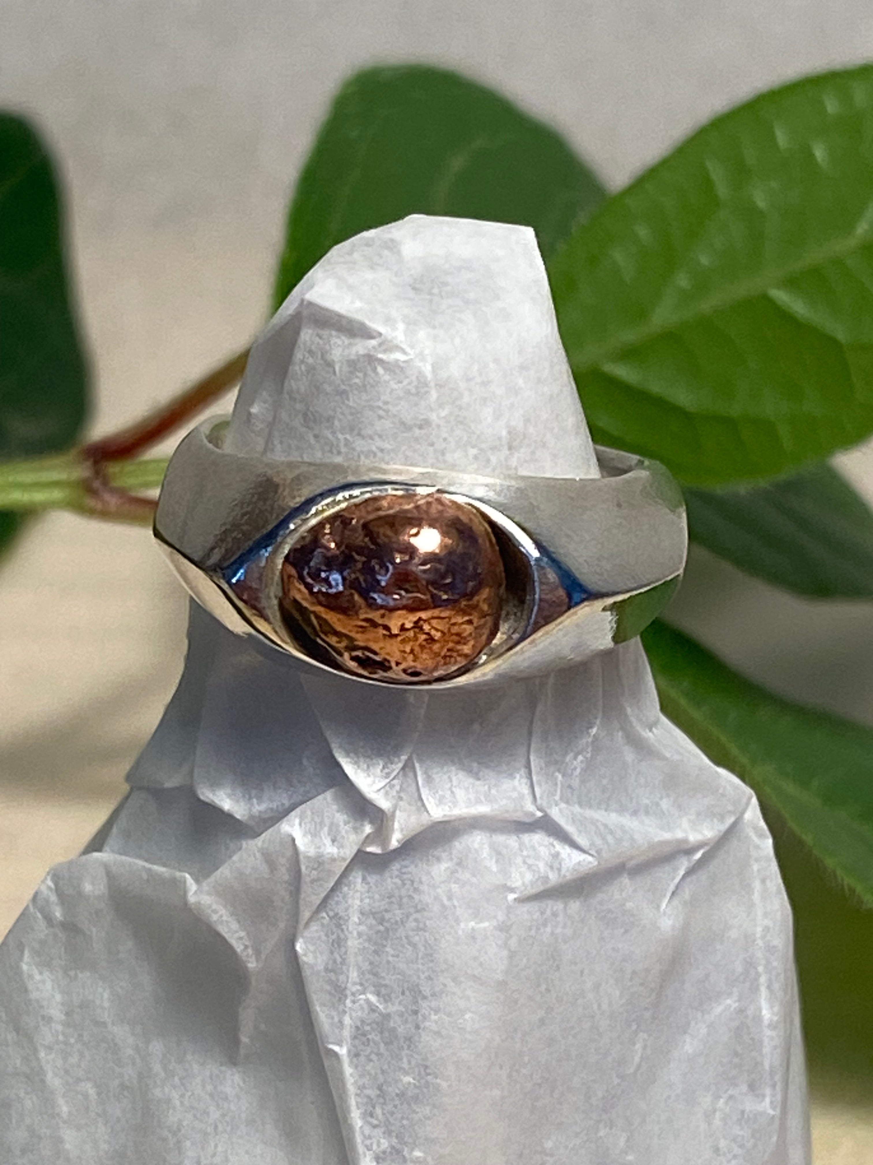 Copper and Sterling Silver signet ring