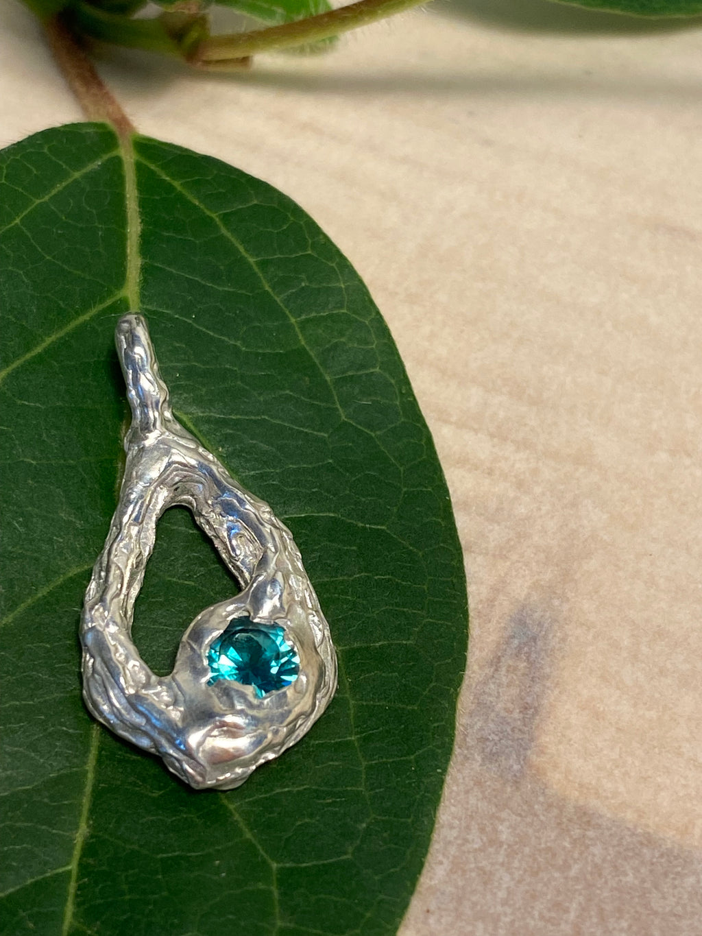 Silver and Green Tourmaline pendant