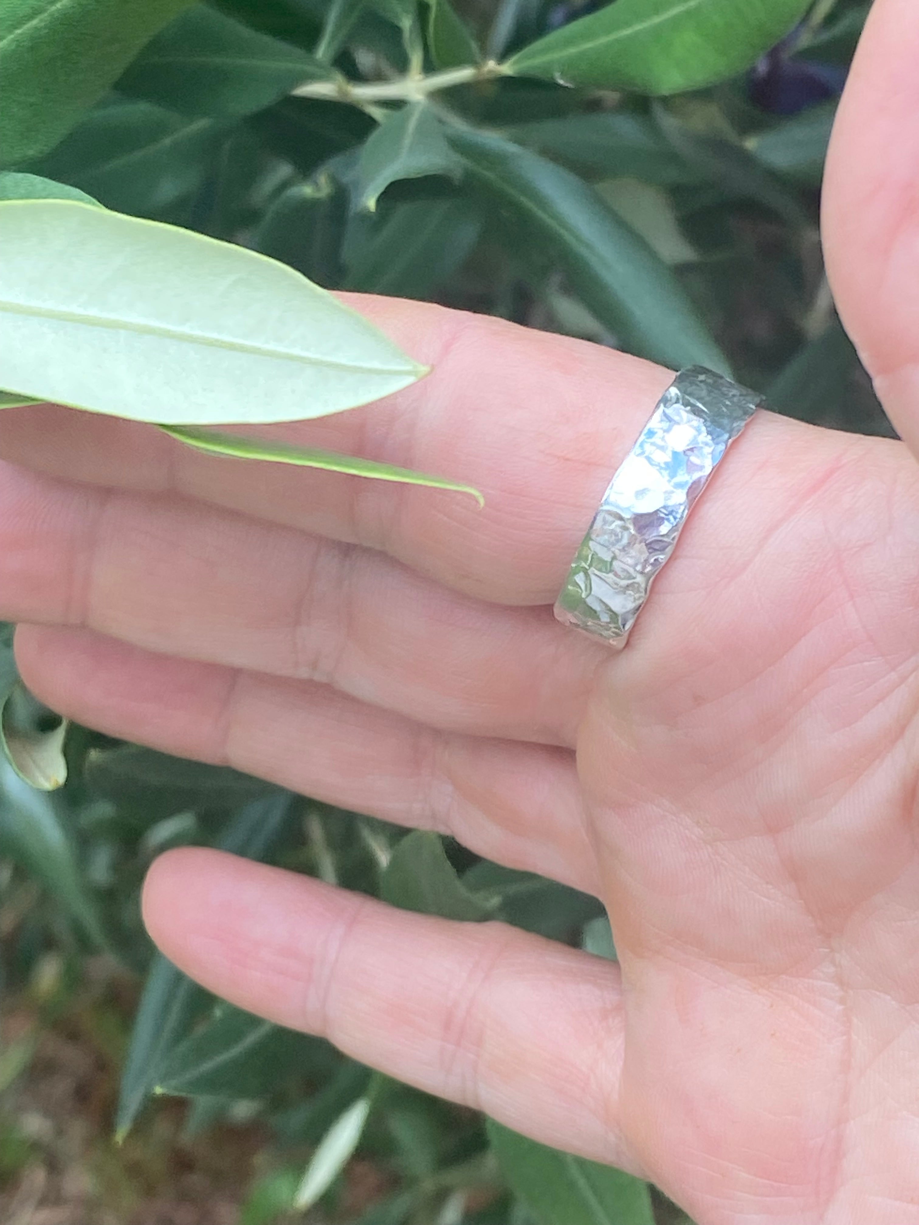 Hammered Sterling Silver Band Ring