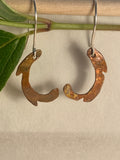 Flame painted delicate copper earrings