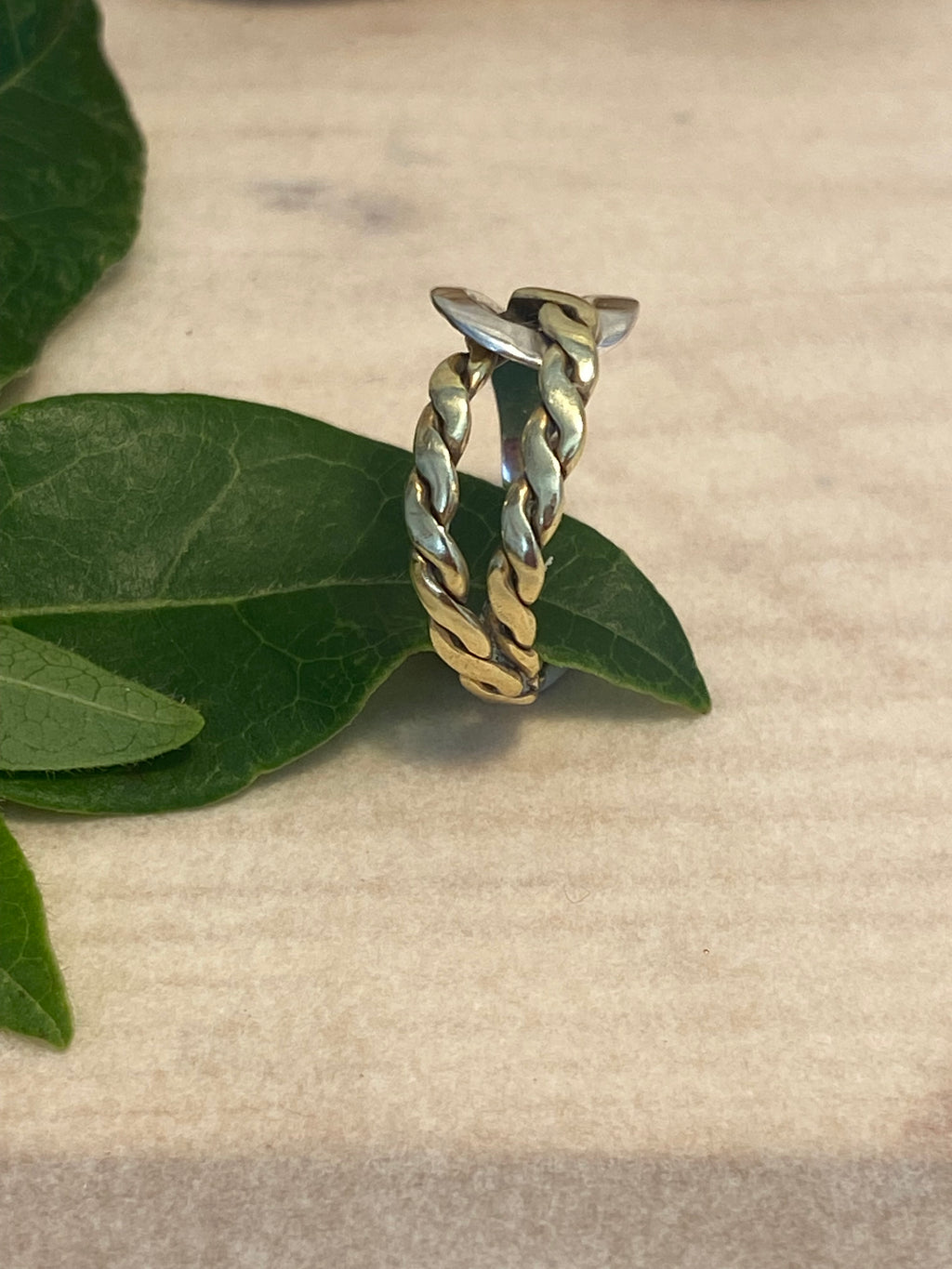 Needle & Thread Adjustable Ring — Silver & Brass