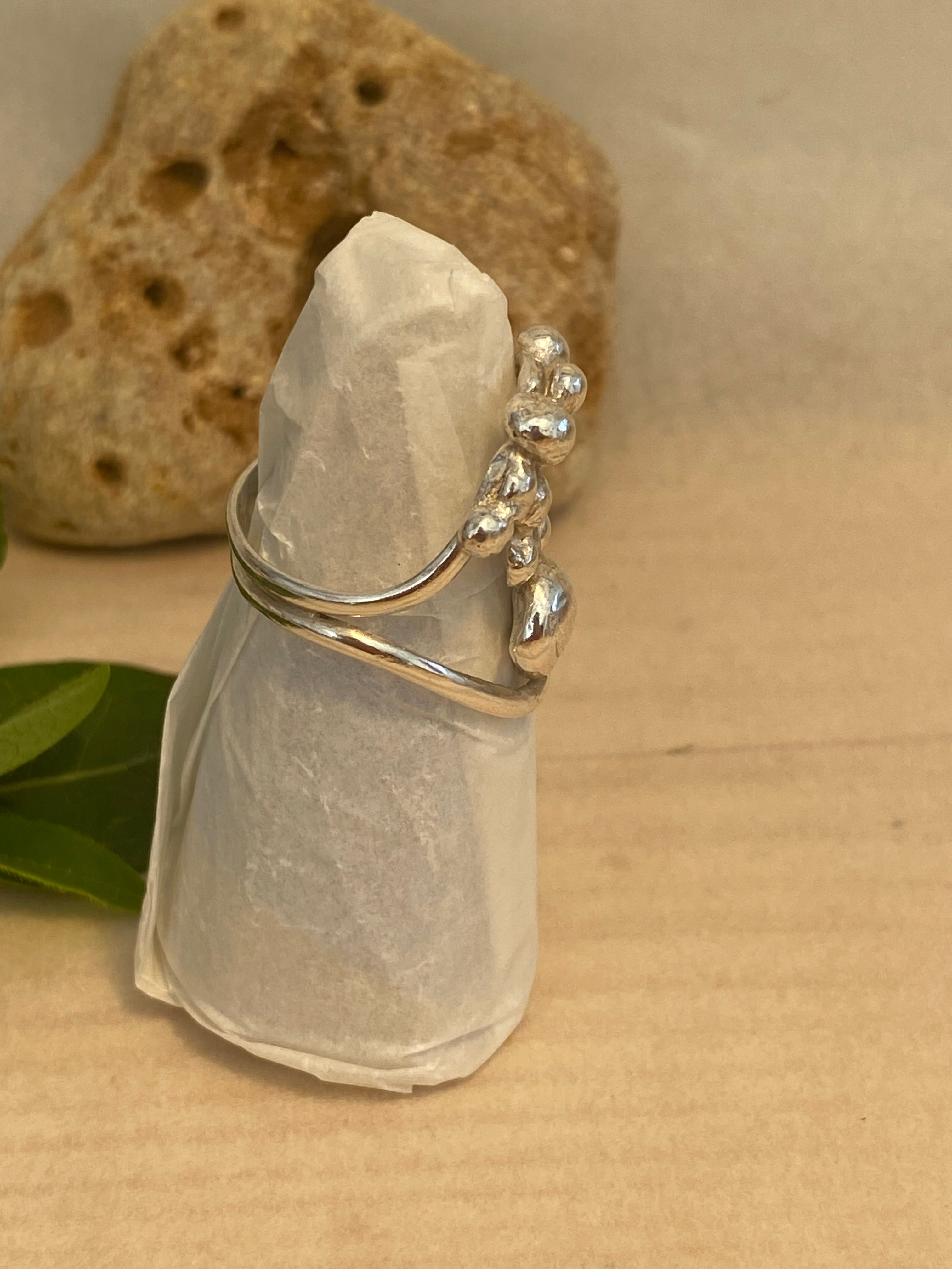 Blossom Spray Sterling Silver Double Band Ring