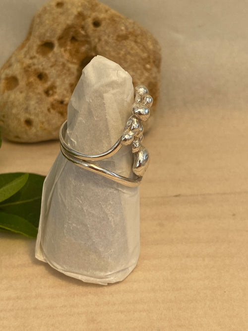 Blossom Spray Sterling Silver Double Band Ring