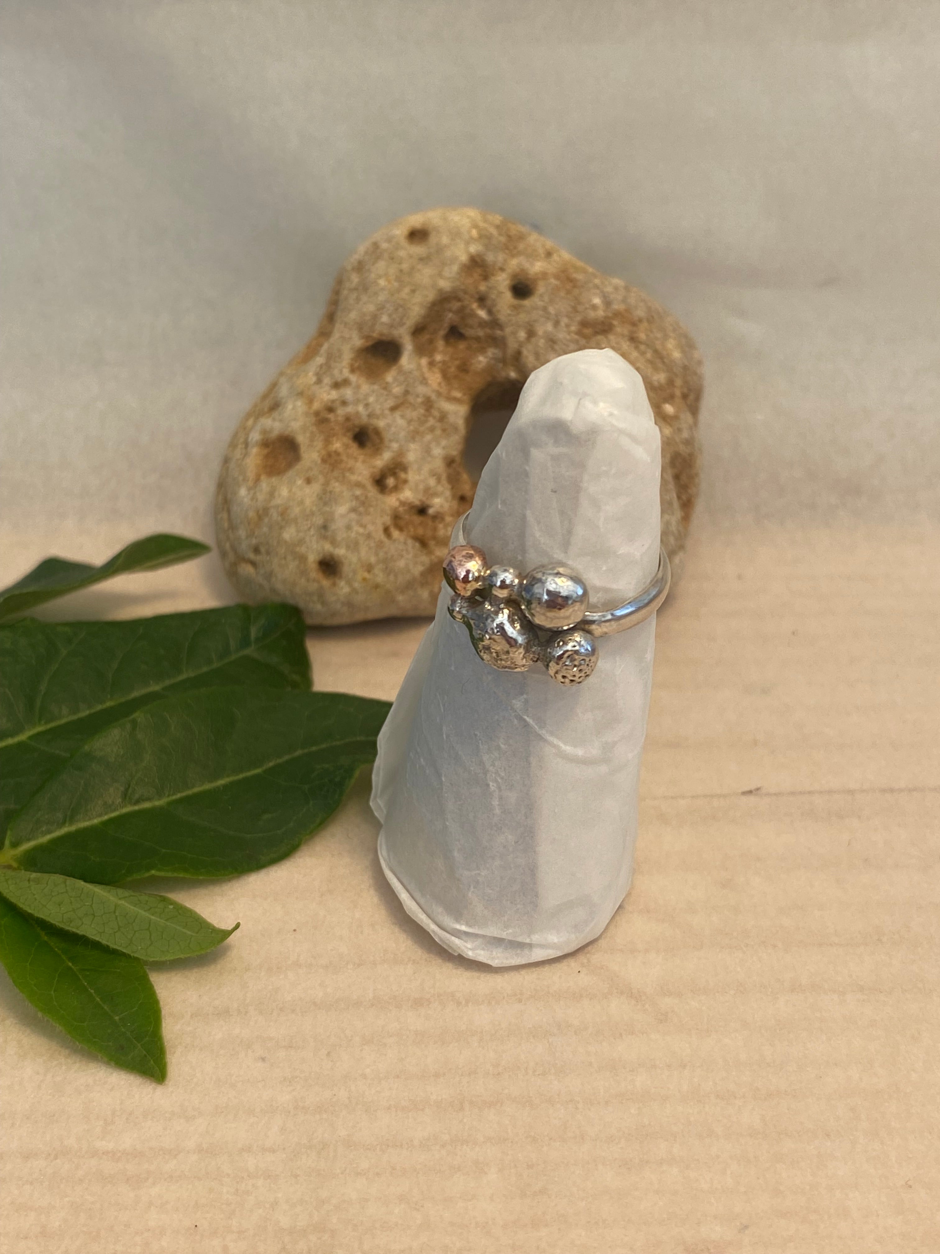 Mixed Metal Pebble Ring — Silver & Copper