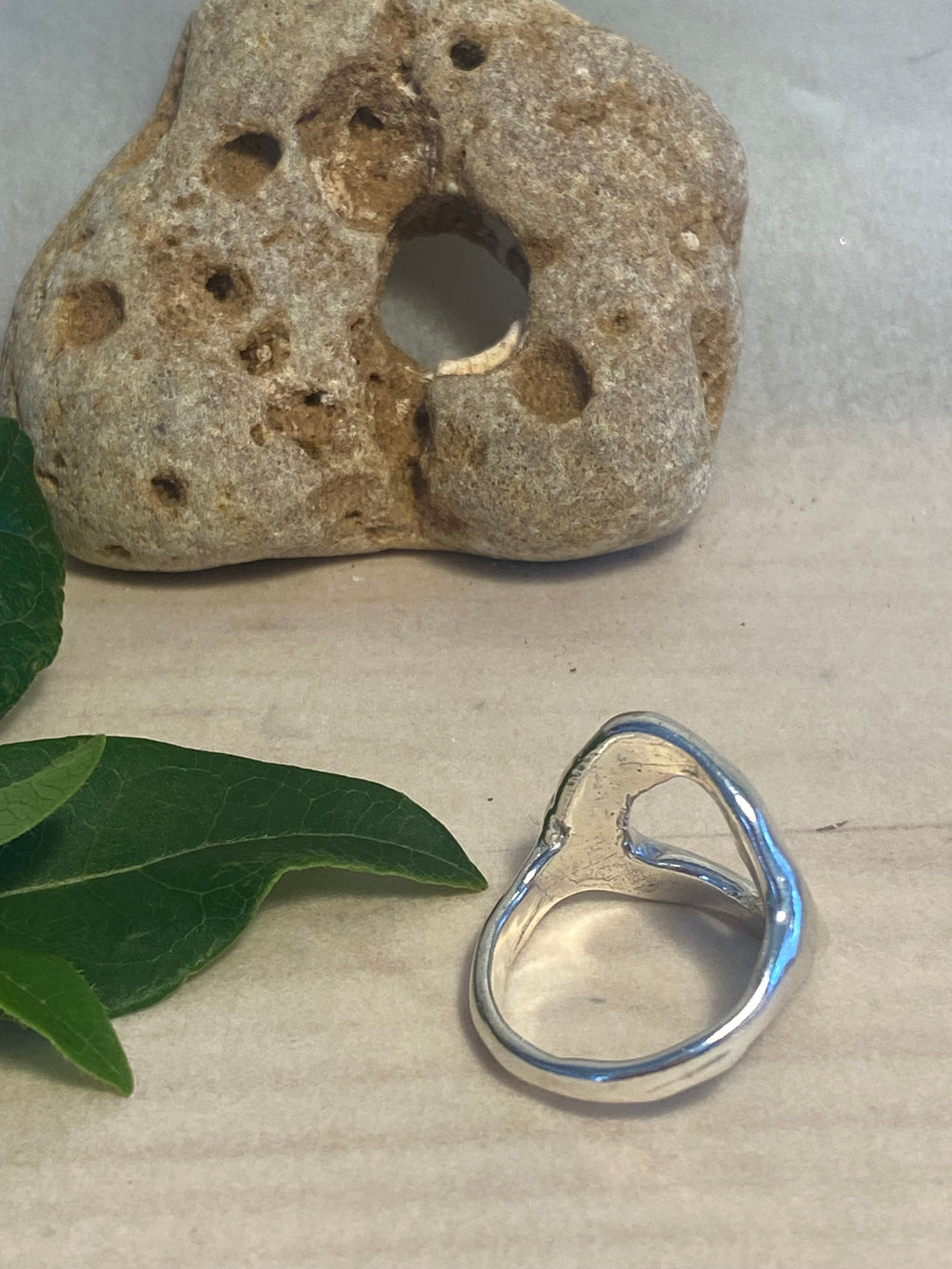 Molten Circle Wax Carved Sterling Silver Statement Ring