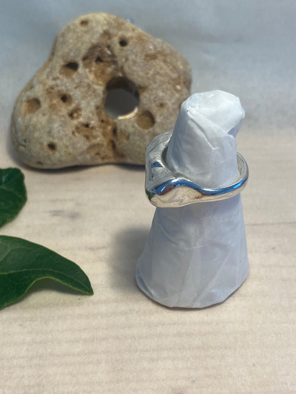 Wave Wax Carved Sterling Silver Statement Ring