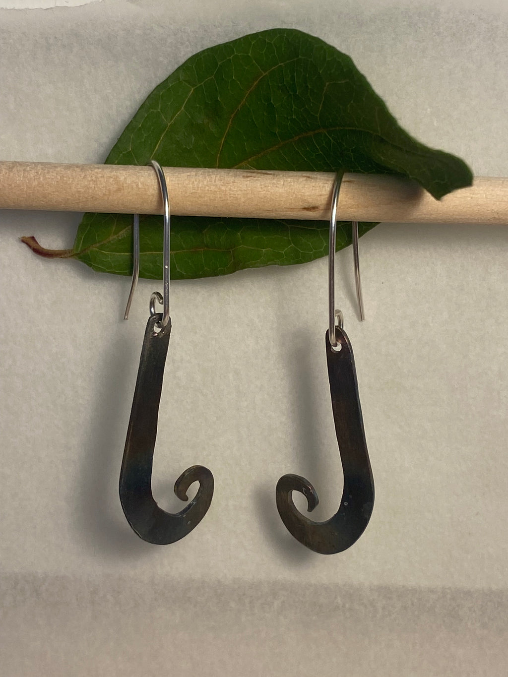Flame-Painted Titanium Drop Earrings — Sterling Silver Hooks